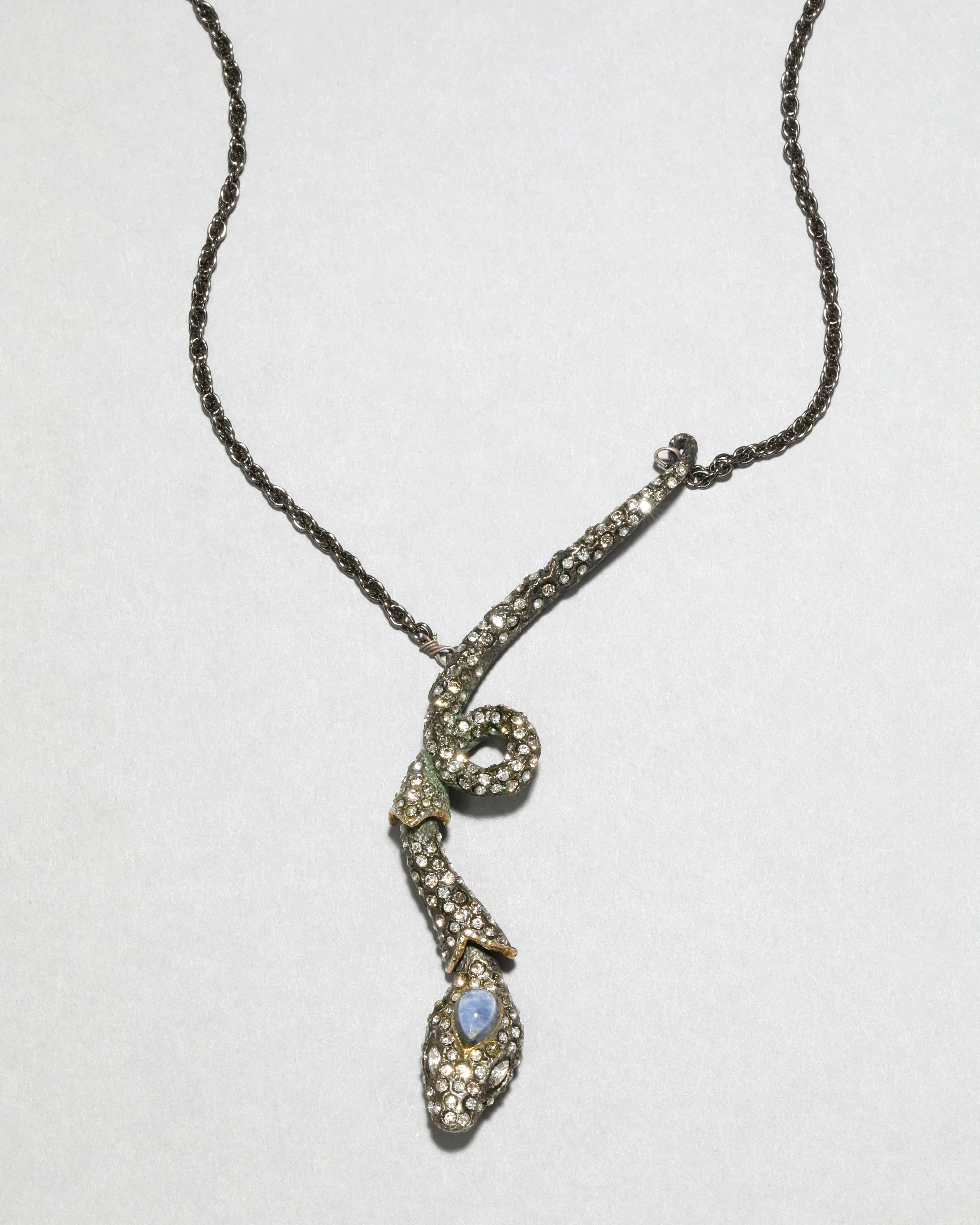 Archive Gunmetal Crystal Encrusted Kinetic Snake Necklace sold by Alexis Bittar