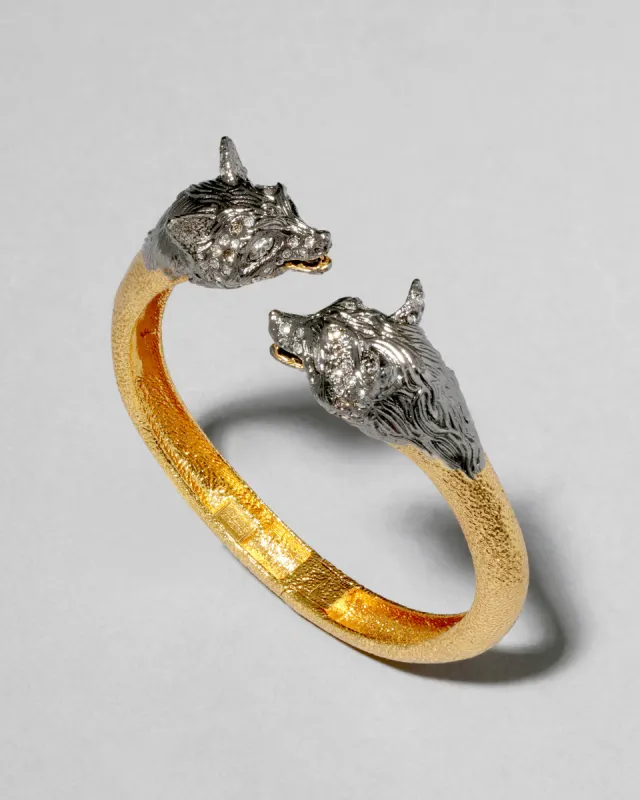 Archive Crystal Encrusted Double Fox Head Hinge Bracelet sold by Alexis Bittar