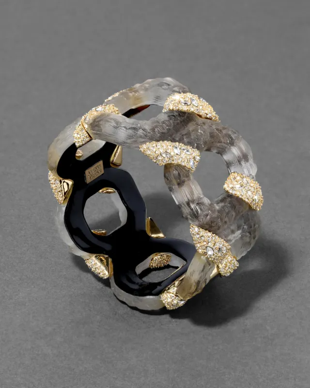 Archive Crystal Encrusted Lucite Croc Link Hinge Bracelet sold by Alexis Bittar