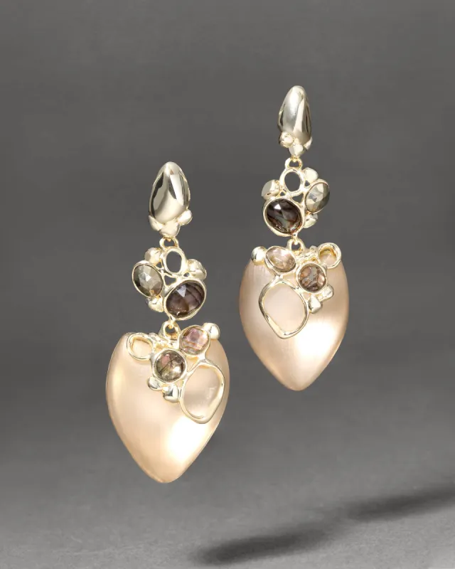 Archive Mother of Pearl Doublet with Pyrite and Hand Sculpted Lucite Drop Clip Earring sold by Alexis Bittar