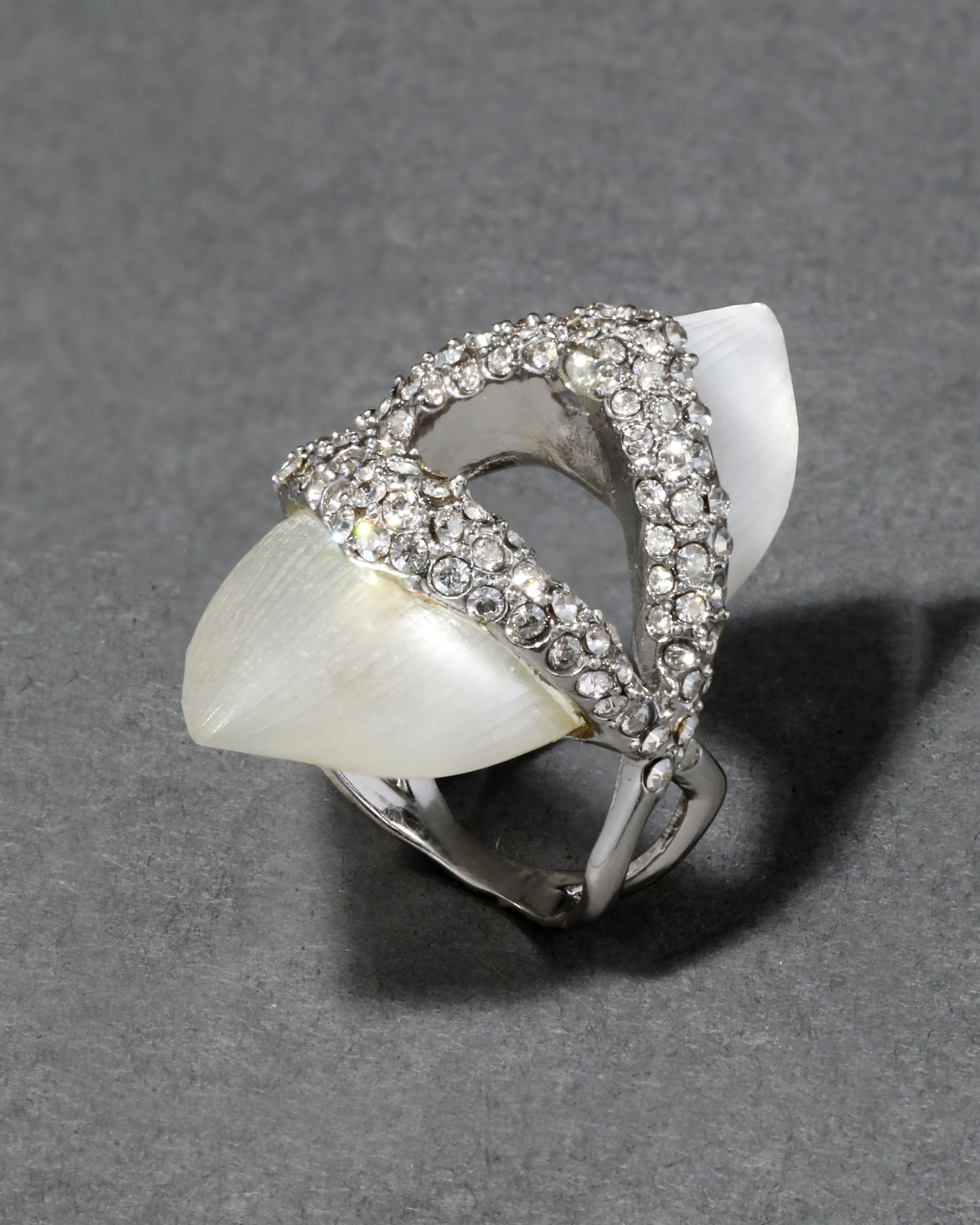 Archive Crystal Encrusted Hand Sculpted Lucite Open Faced Ring sold by Alexis Bittar