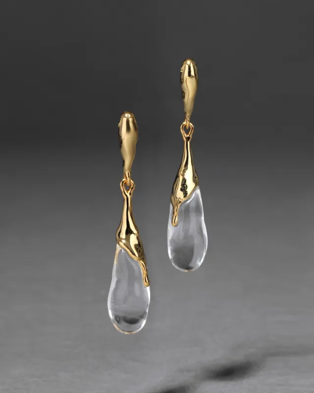 Liquid Lucite Teardrop Post Earring- Clear sold by Alexis Bittar