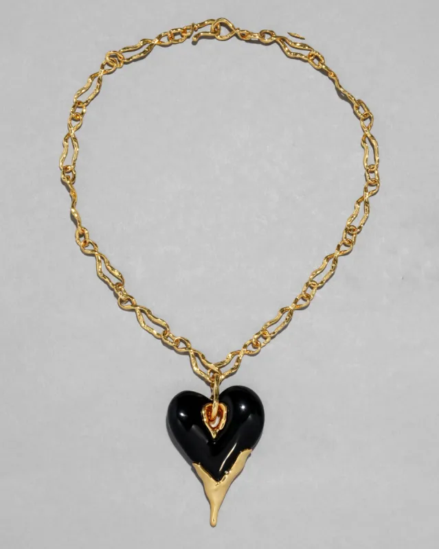 Dripping Heart Lucite Pendant Necklace- Onyx sold by Alexis Bittar