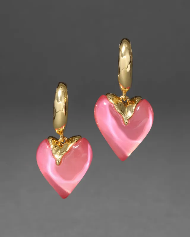 Dripping Heart Lucite Hoop Earring- Sweet Melon sold by Alexis Bittar