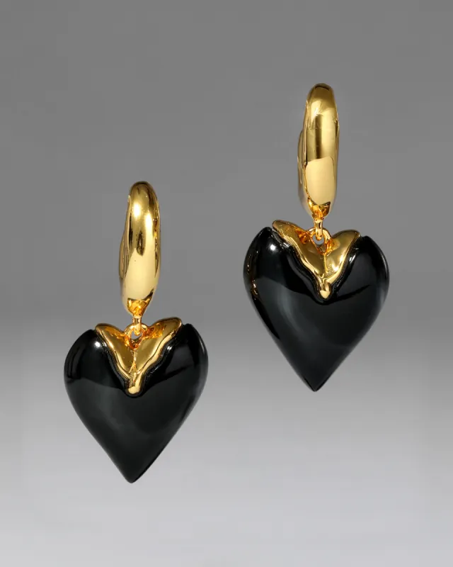 Dripping Heart Lucite Hoop Earring- Onyx sold by Alexis Bittar