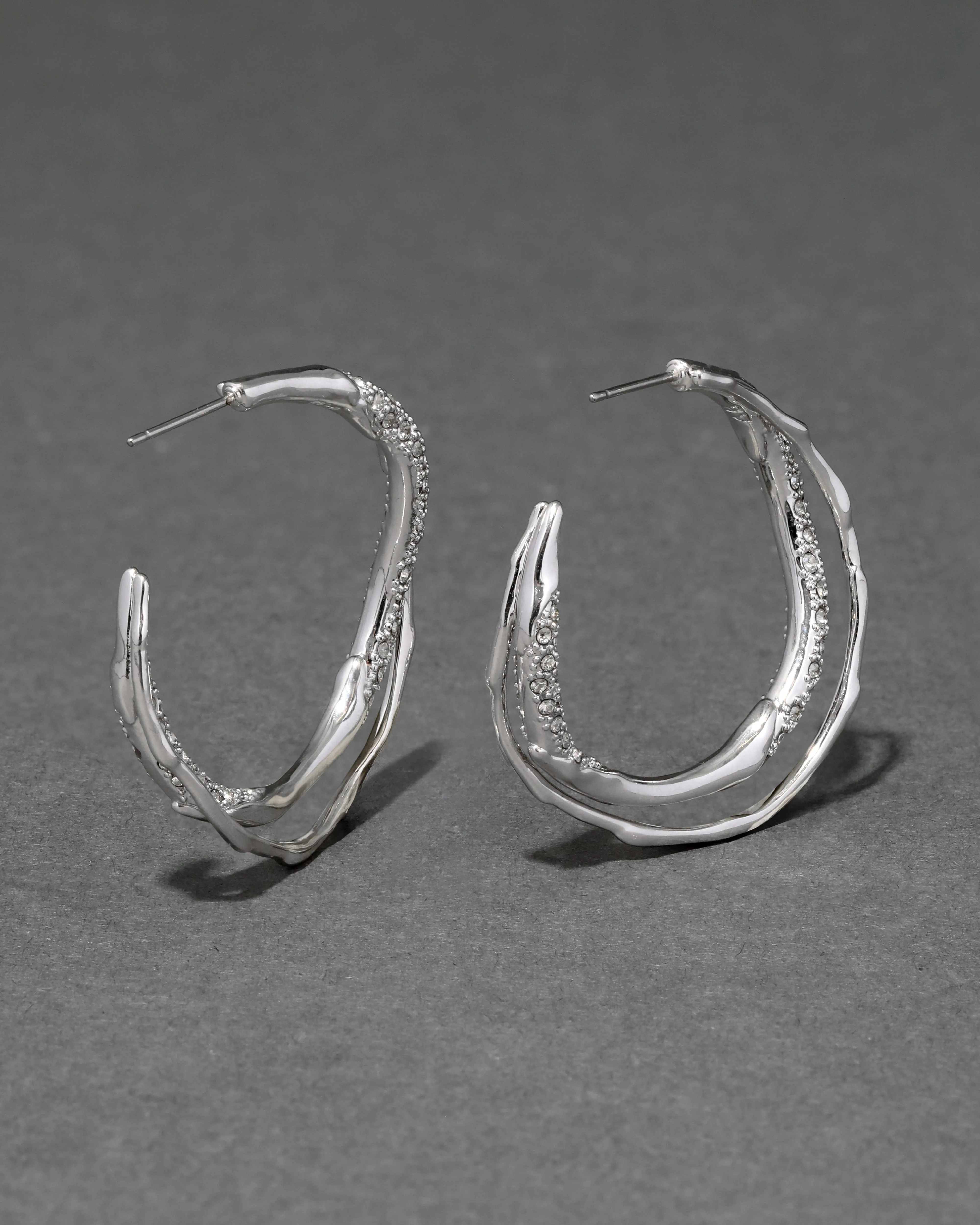 Solanales Silver Crystal Twist Hoop Earring sold by Alexis Bittar product image thumbnail 5