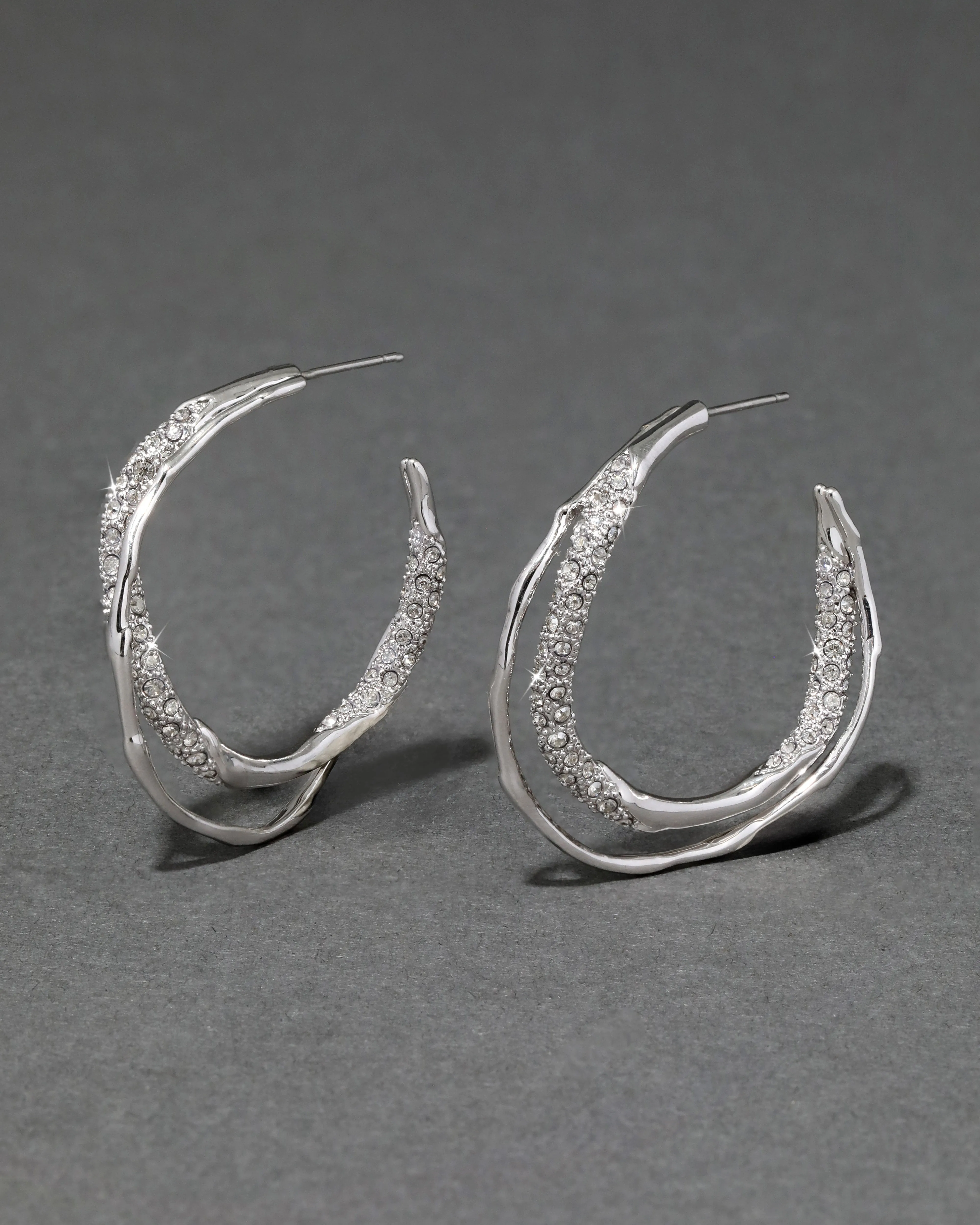 Solanales Silver Crystal Twist Hoop Earring sold by Alexis Bittar