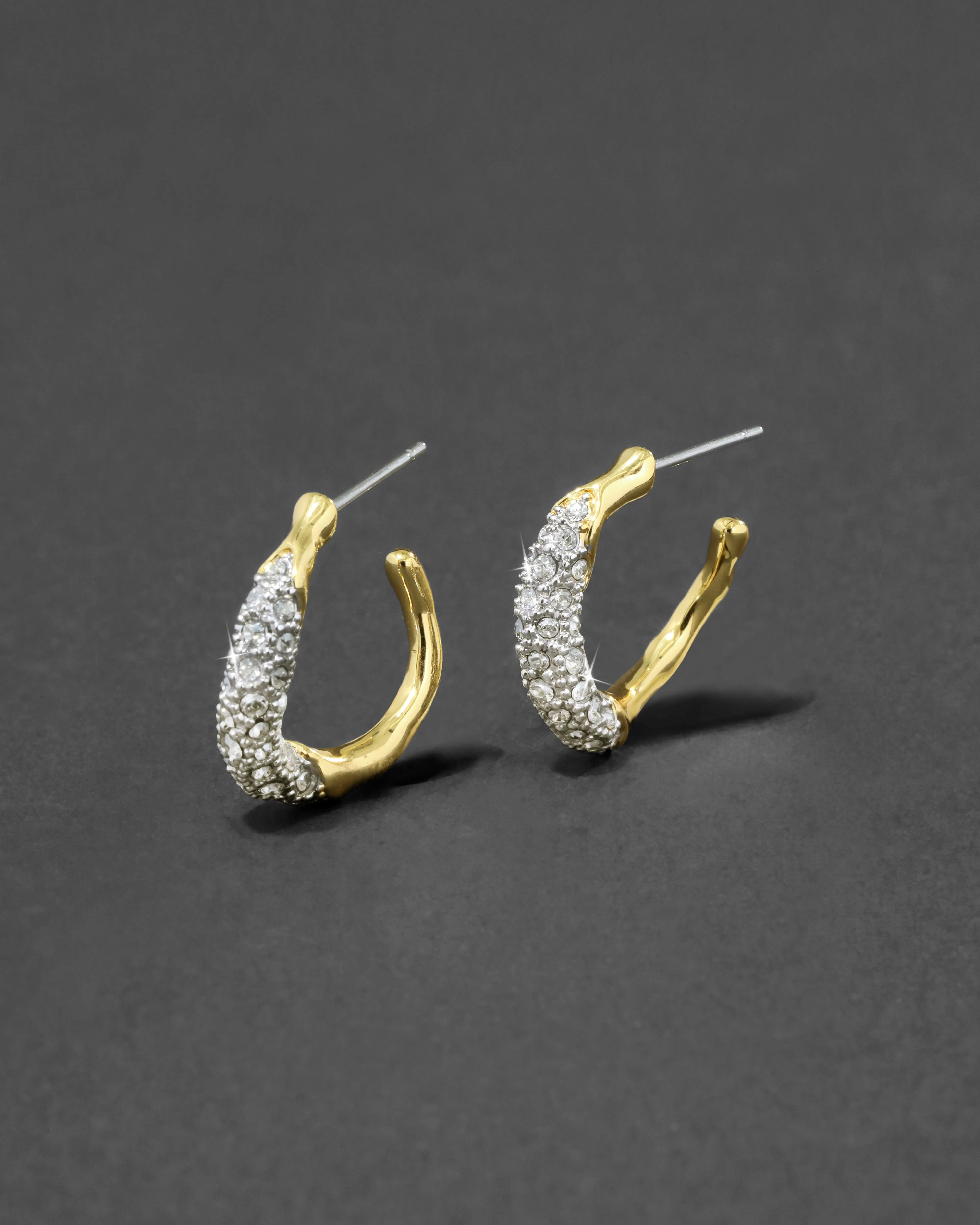 Solanales Gold Crystal Twist Mini Hoop Earring sold by Alexis Bittar