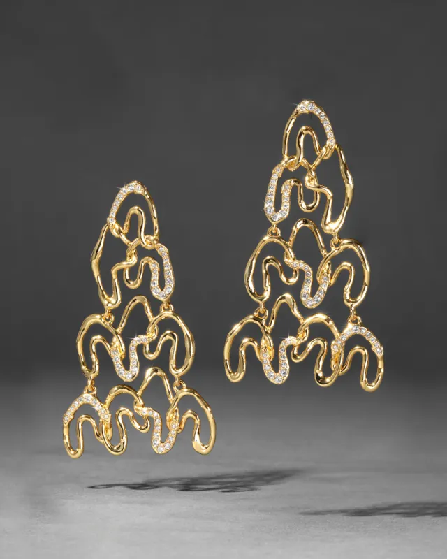 Solanales Gold Crystal Large Chandelier Earring sold by Alexis Bittar