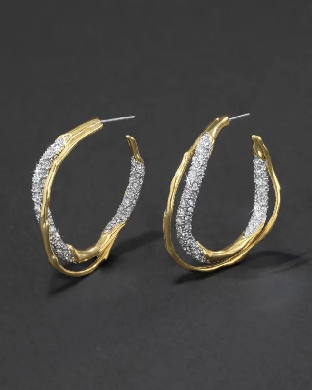 Solanales Gold Crystal Twist Hoop Earring sold by Alexis Bittar