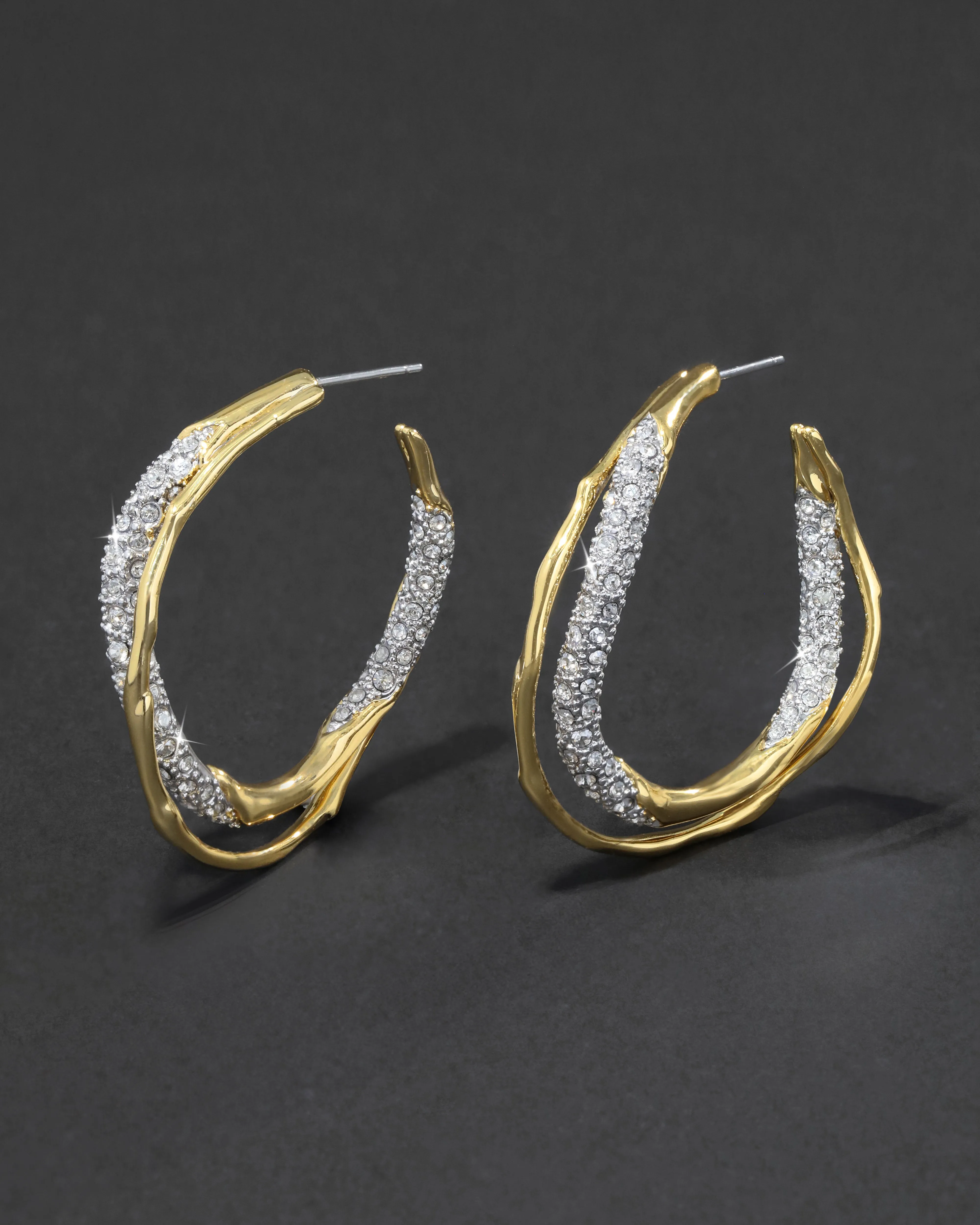 Solanales Gold Crystal Twist Hoop Earring sold by Alexis Bittar