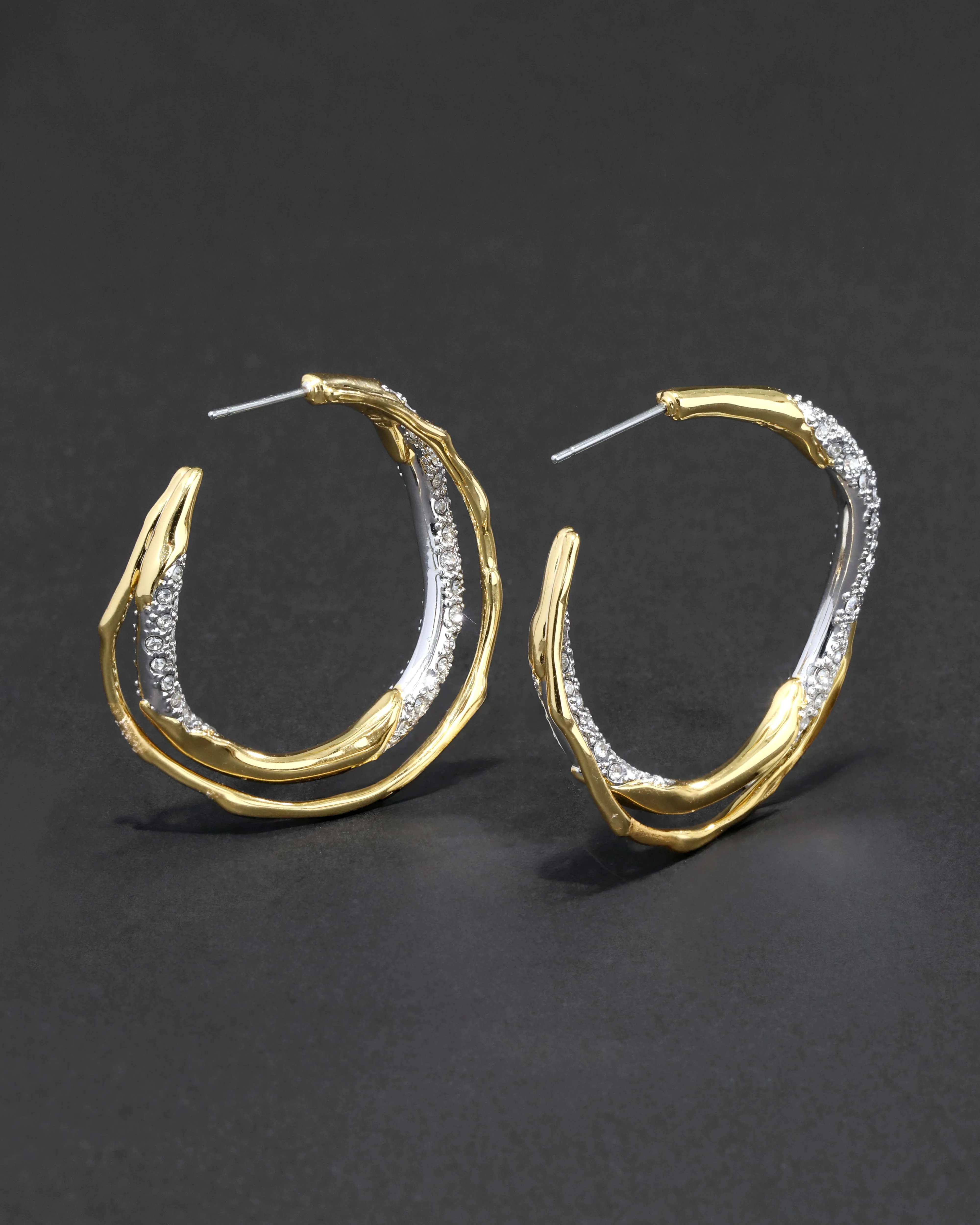 Solanales Gold Crystal Twist Hoop Earring sold by Alexis Bittar product image thumbnail 5