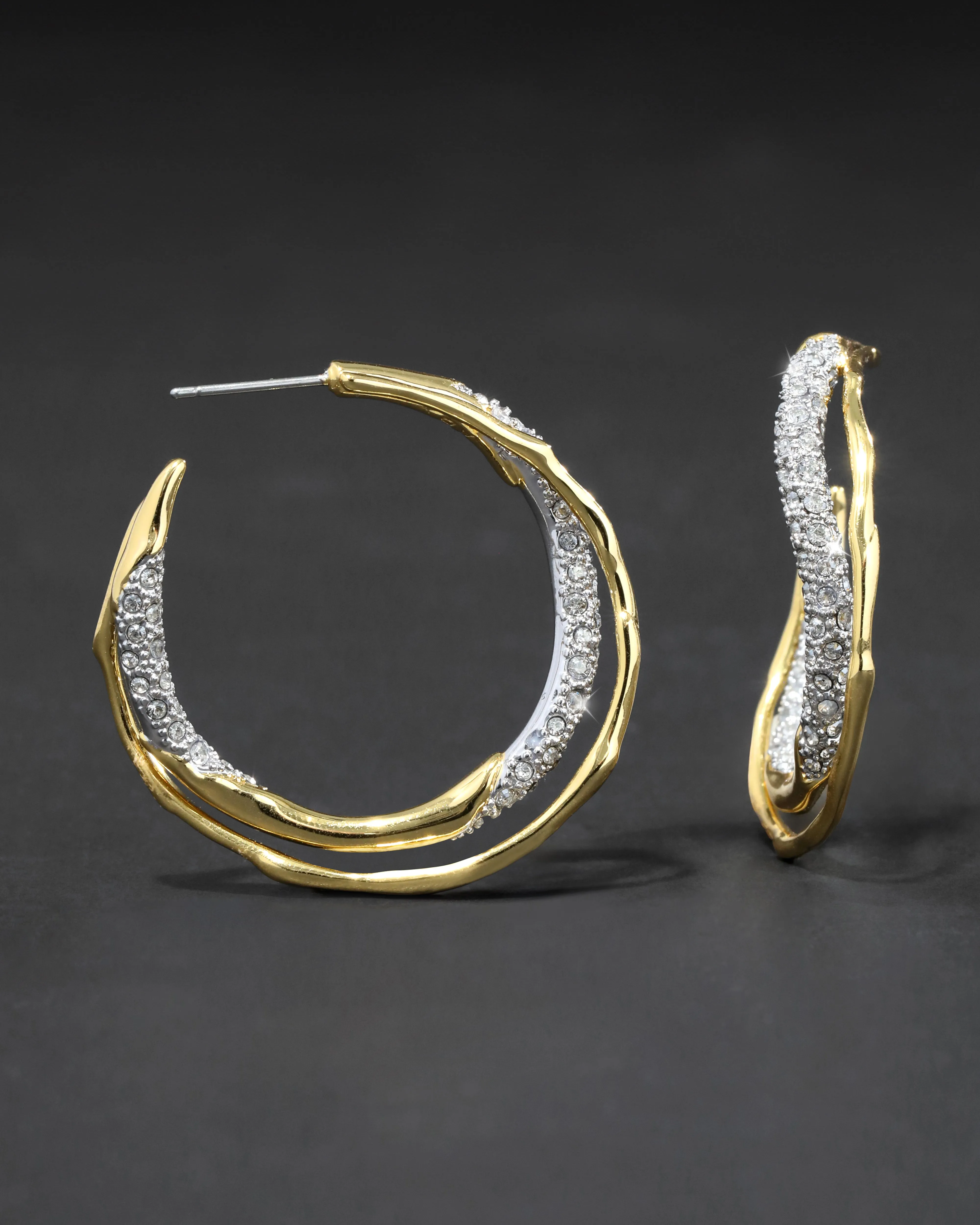 Solanales Gold Crystal Twist Hoop Earring sold by Alexis Bittar product image thumbnail 4