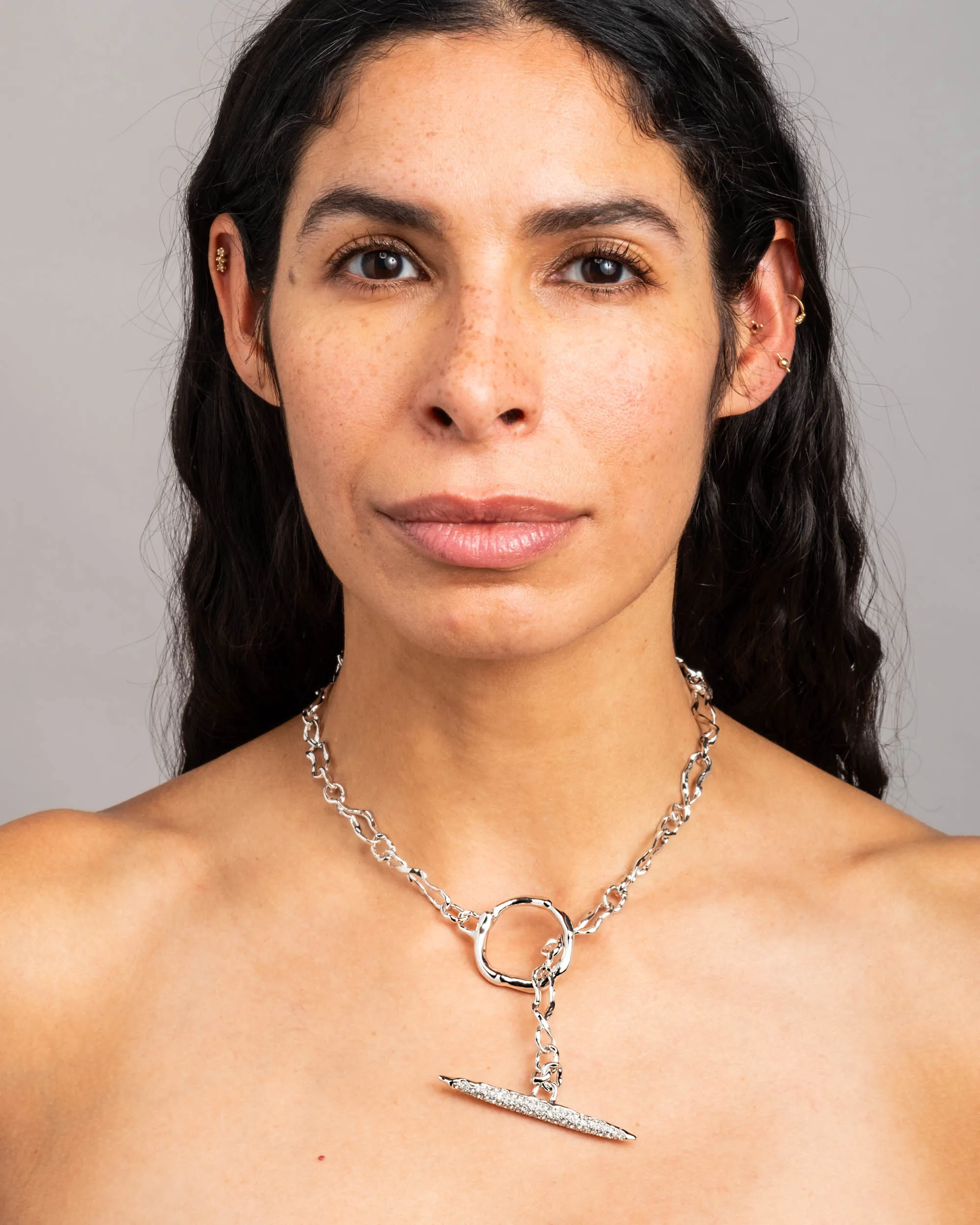 Solanales Silver Crystal Toggle Necklace sold by Alexis Bittar product image thumbnail 5