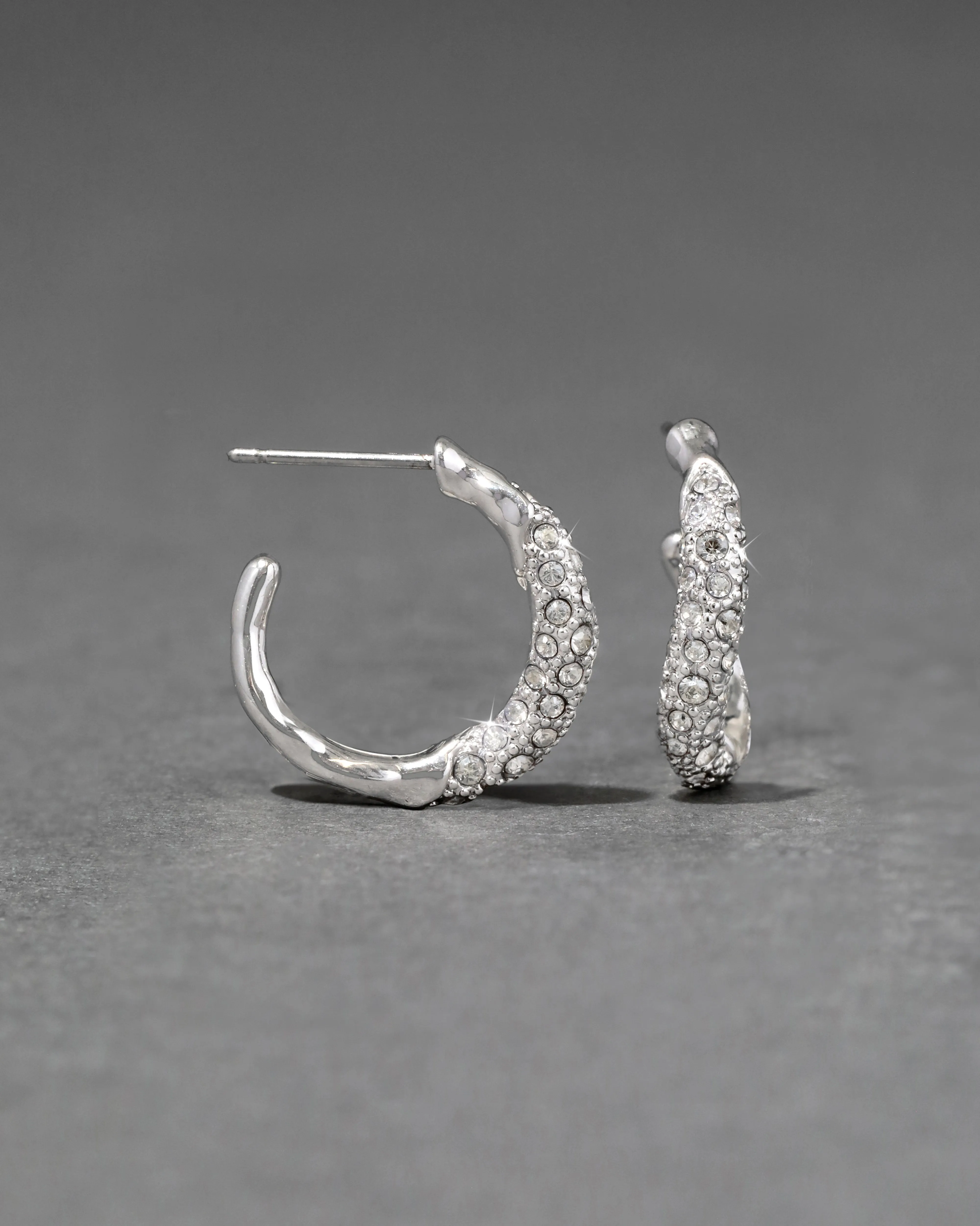 Solanales Silver Crystal Twist Mini Hoop Earring sold by Alexis Bittar product image thumbnail 4