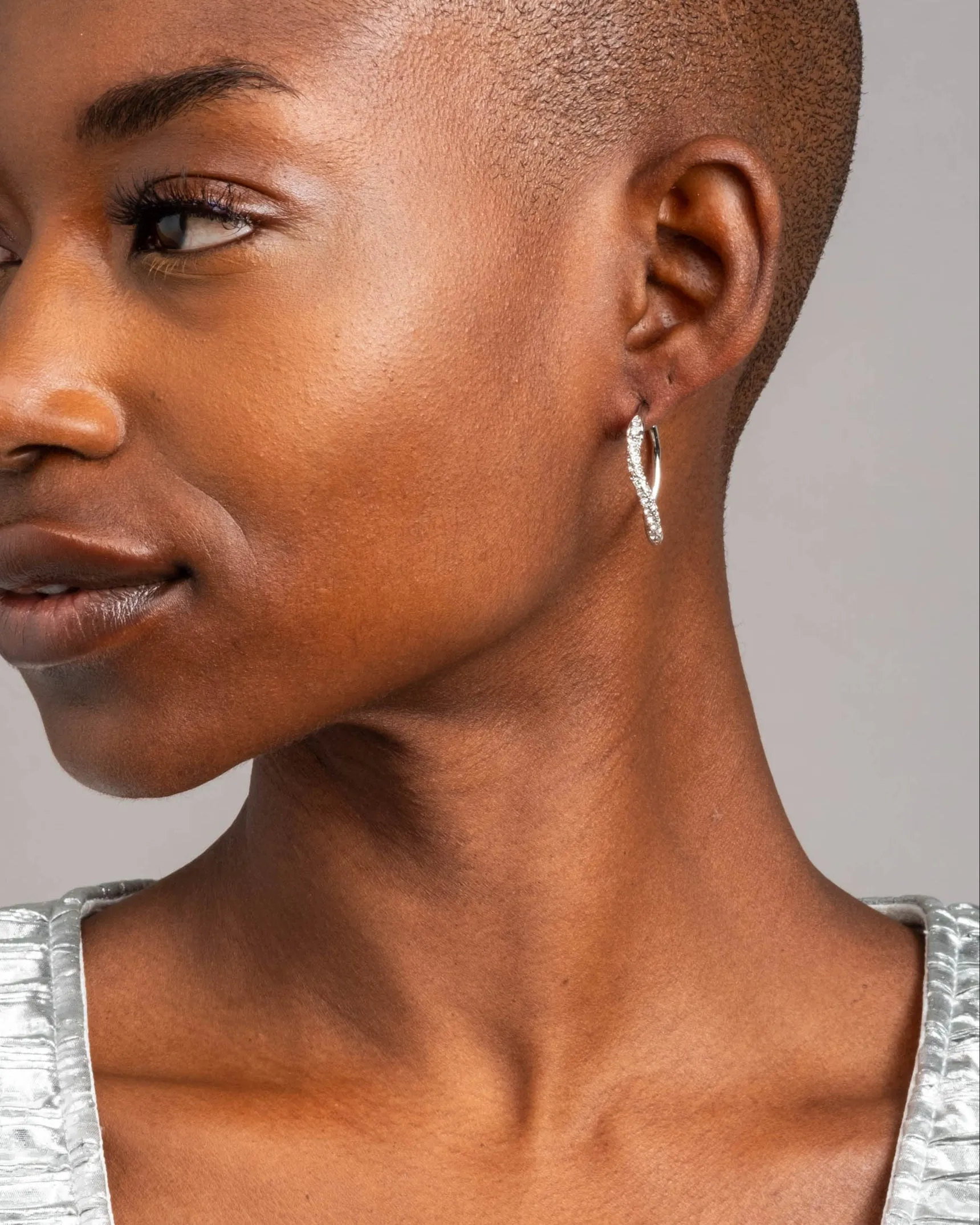 Solanales Silver Crystal Twist Mini Hoop Earring sold by Alexis Bittar product image thumbnail 2