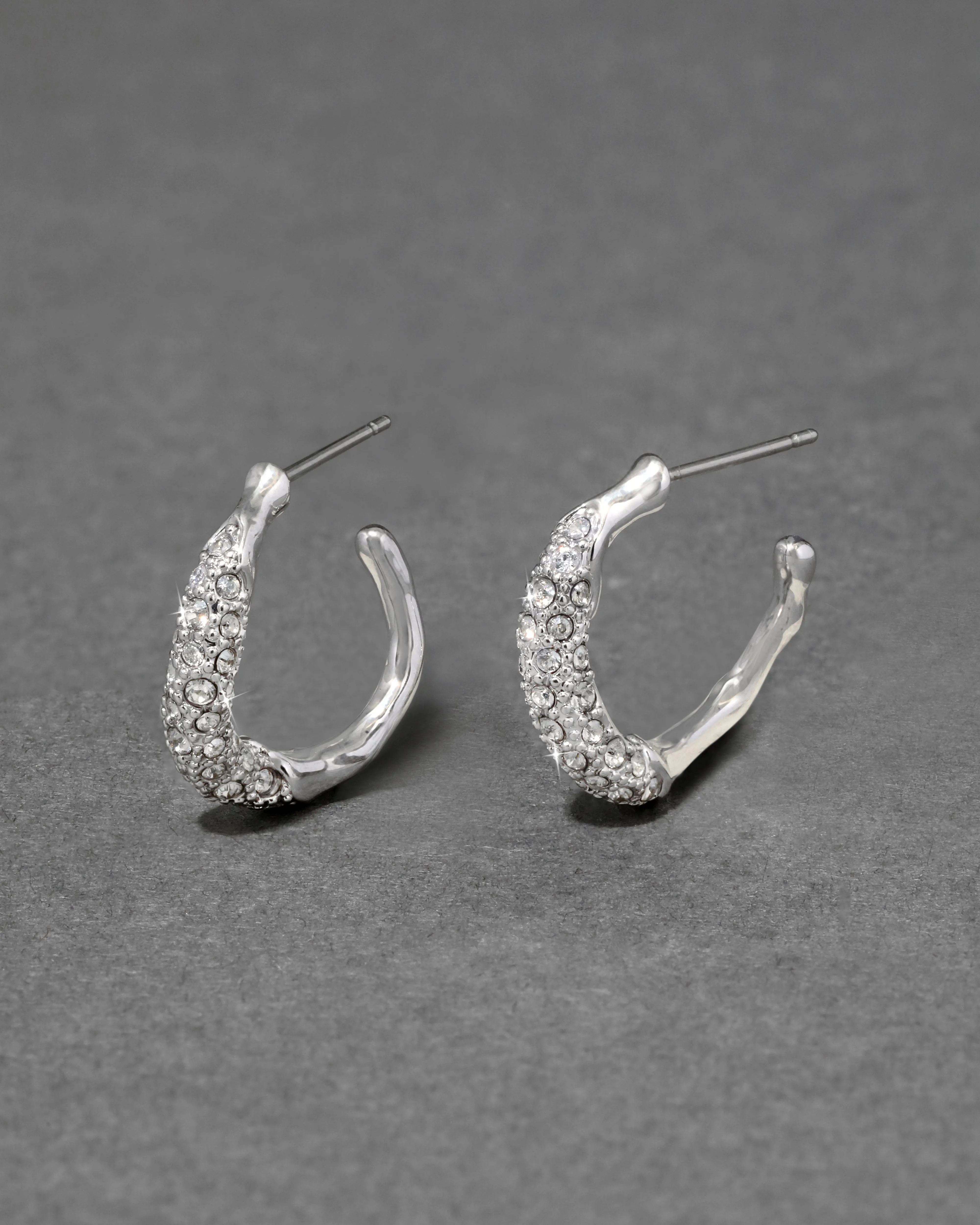 Solanales Silver Crystal Twist Mini Hoop Earring sold by Alexis Bittar