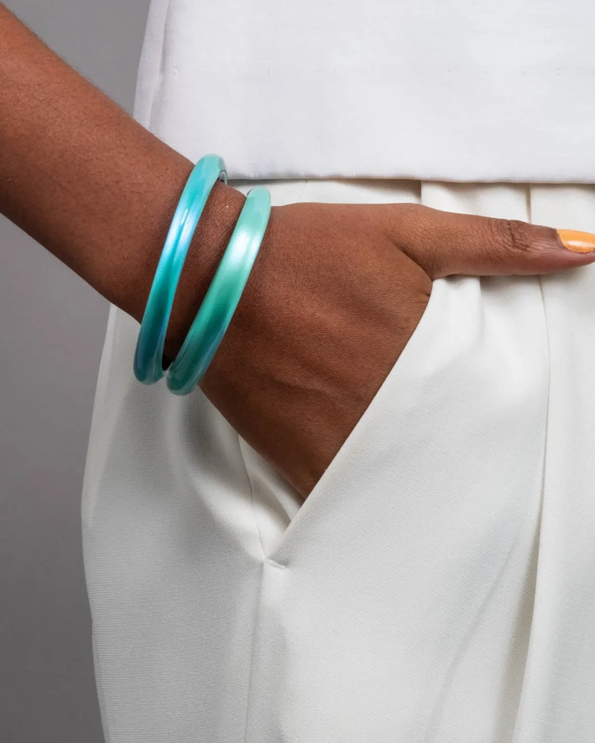 Lucite Skinny Bangle Bracelet- Mediterranean Opal sold by Alexis Bittar product image thumbnail 2