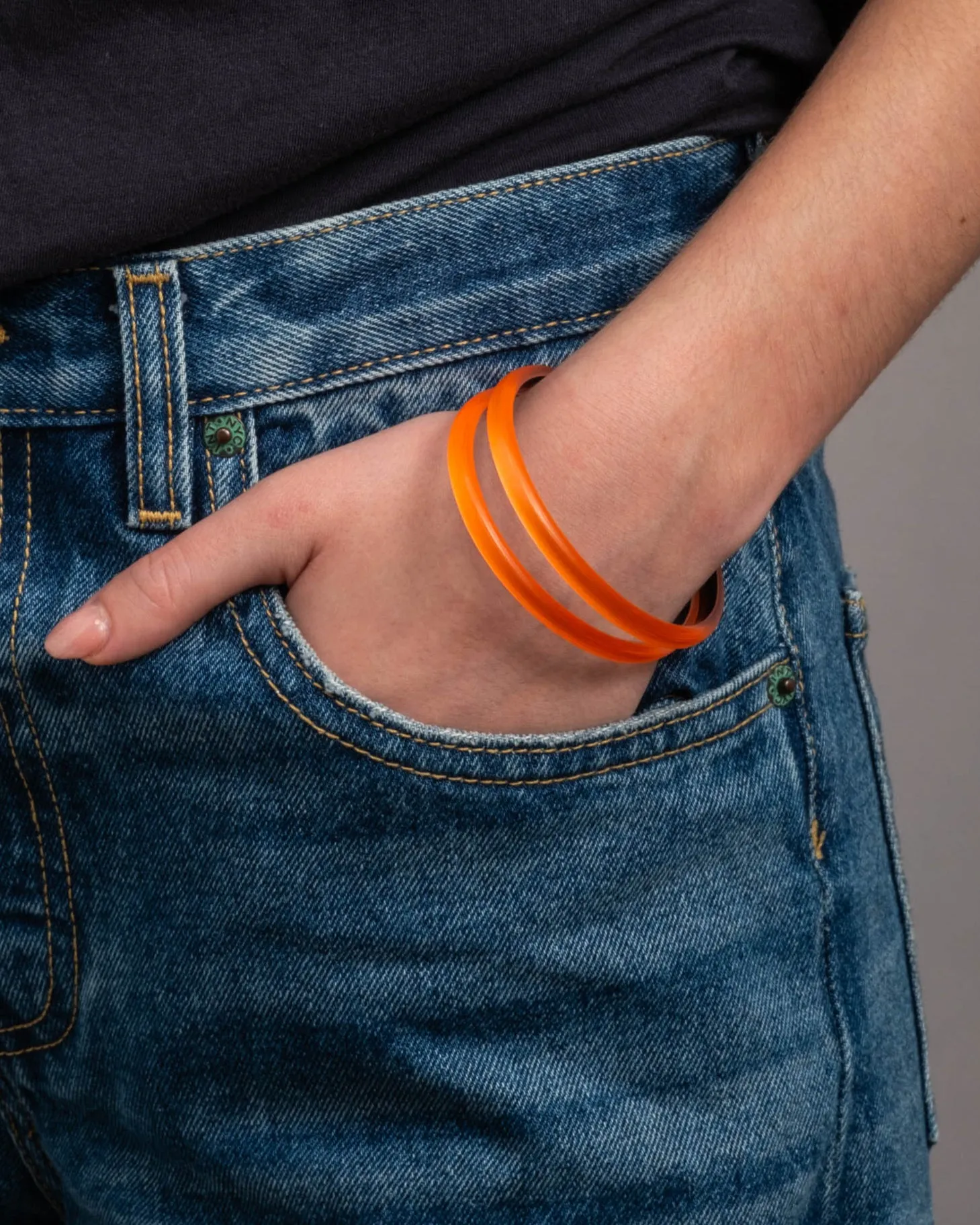 Luminous Lucite Super Skinny Bangle Bracelet- Neon Orange sold by Alexis Bittar product image thumbnail 2
