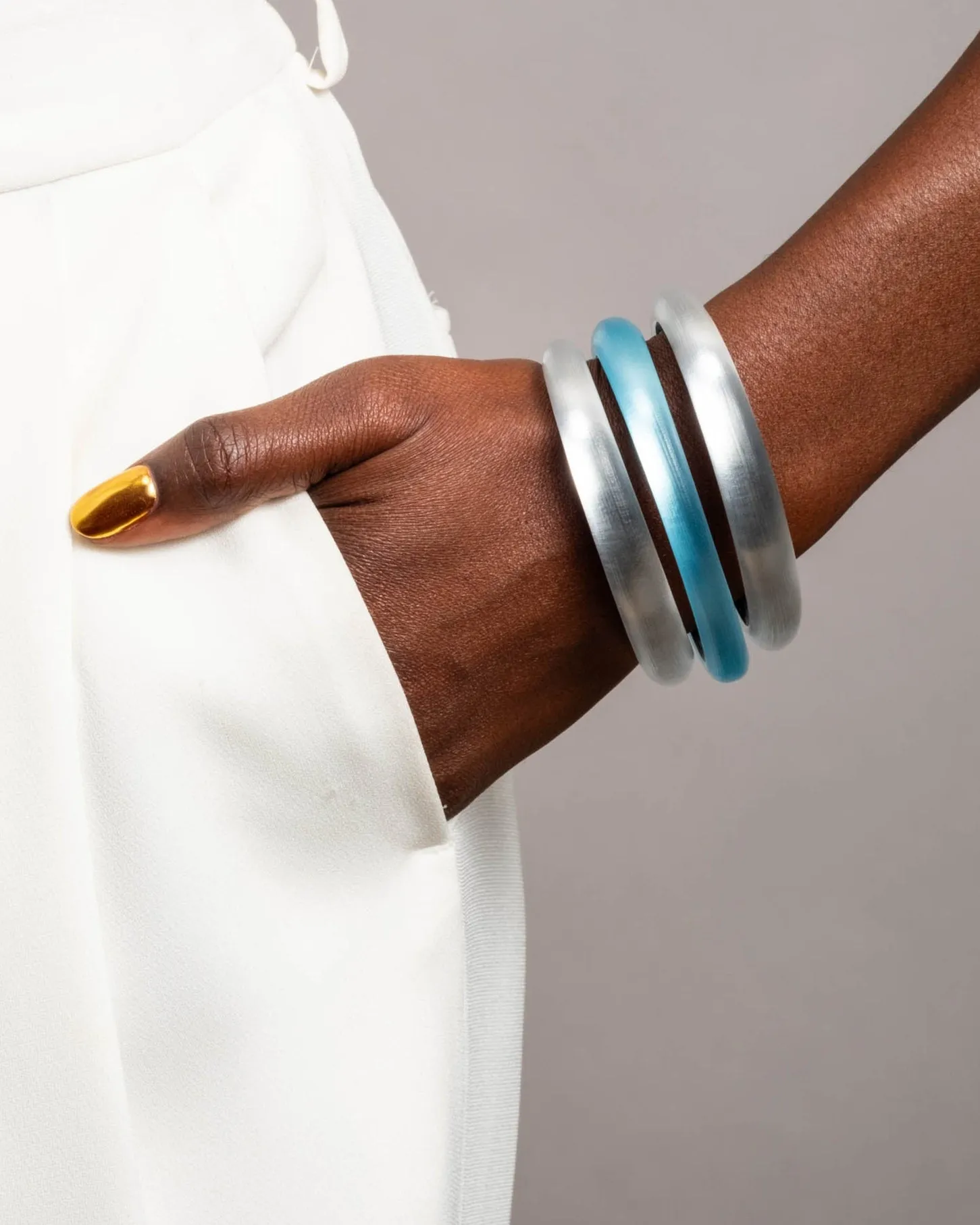 Lucite Skinny Bangle Bracelet- Silver sold by Alexis Bittar product image thumbnail 2