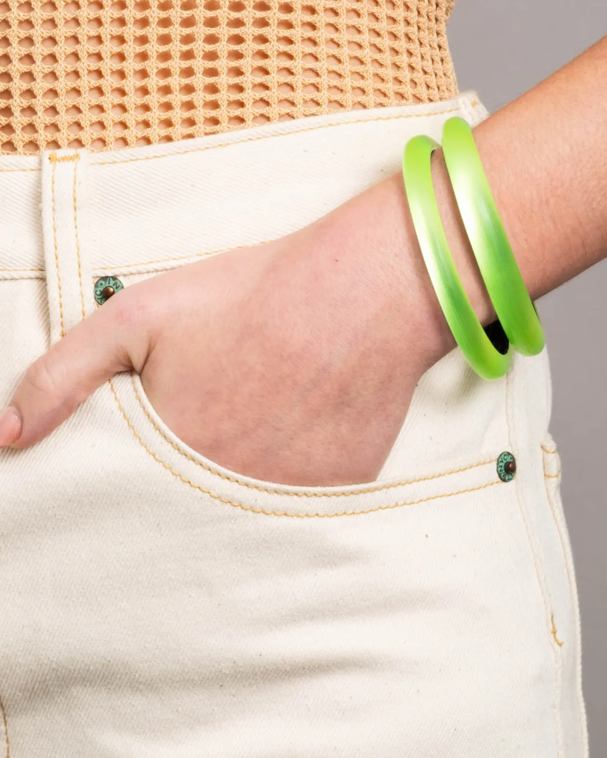 Lucite Skinny Bangle Bracelet- Neon Green sold by Alexis Bittar product image thumbnail 2