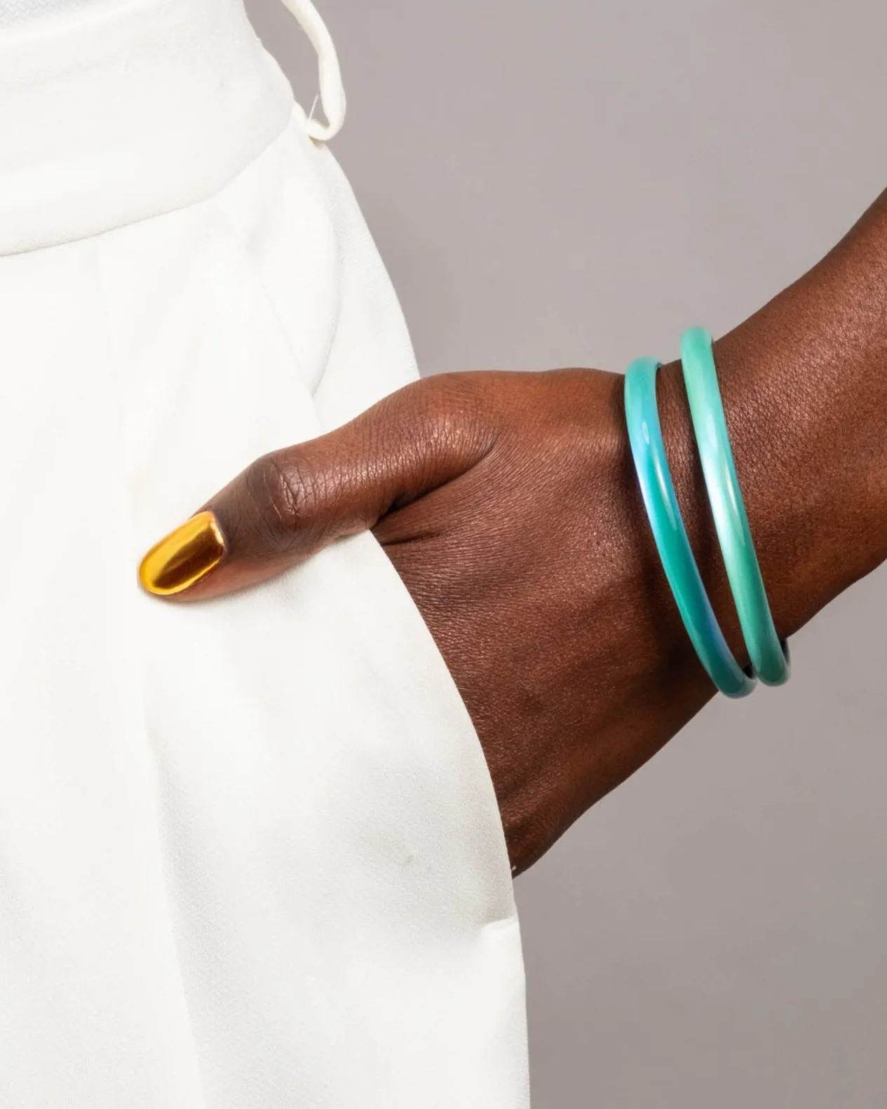 Luminous Lucite Super Skinny Bangle Bracelet- Mediterranean Opal sold by Alexis Bittar product image thumbnail 2