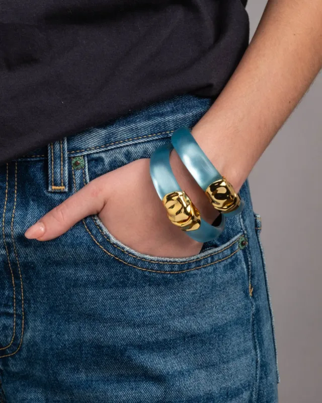 Molten Gold Lucite Hinge Bracelet- Icy Blue sold by Alexis Bittar