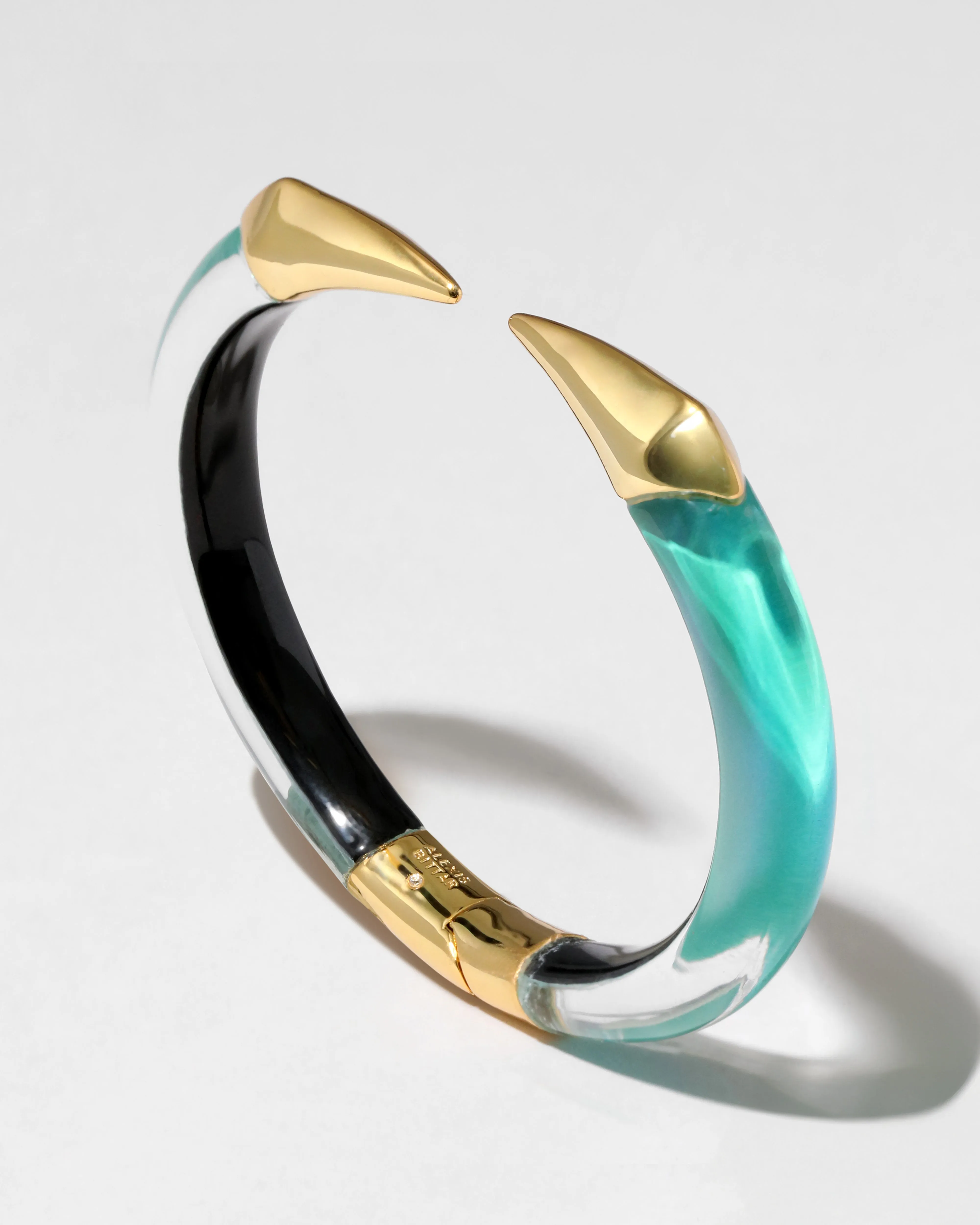 Mirrored Pyramid Lucite Brake Hinge Bracelet- Mediterranean Opal sold by Alexis Bittar product image thumbnail 3