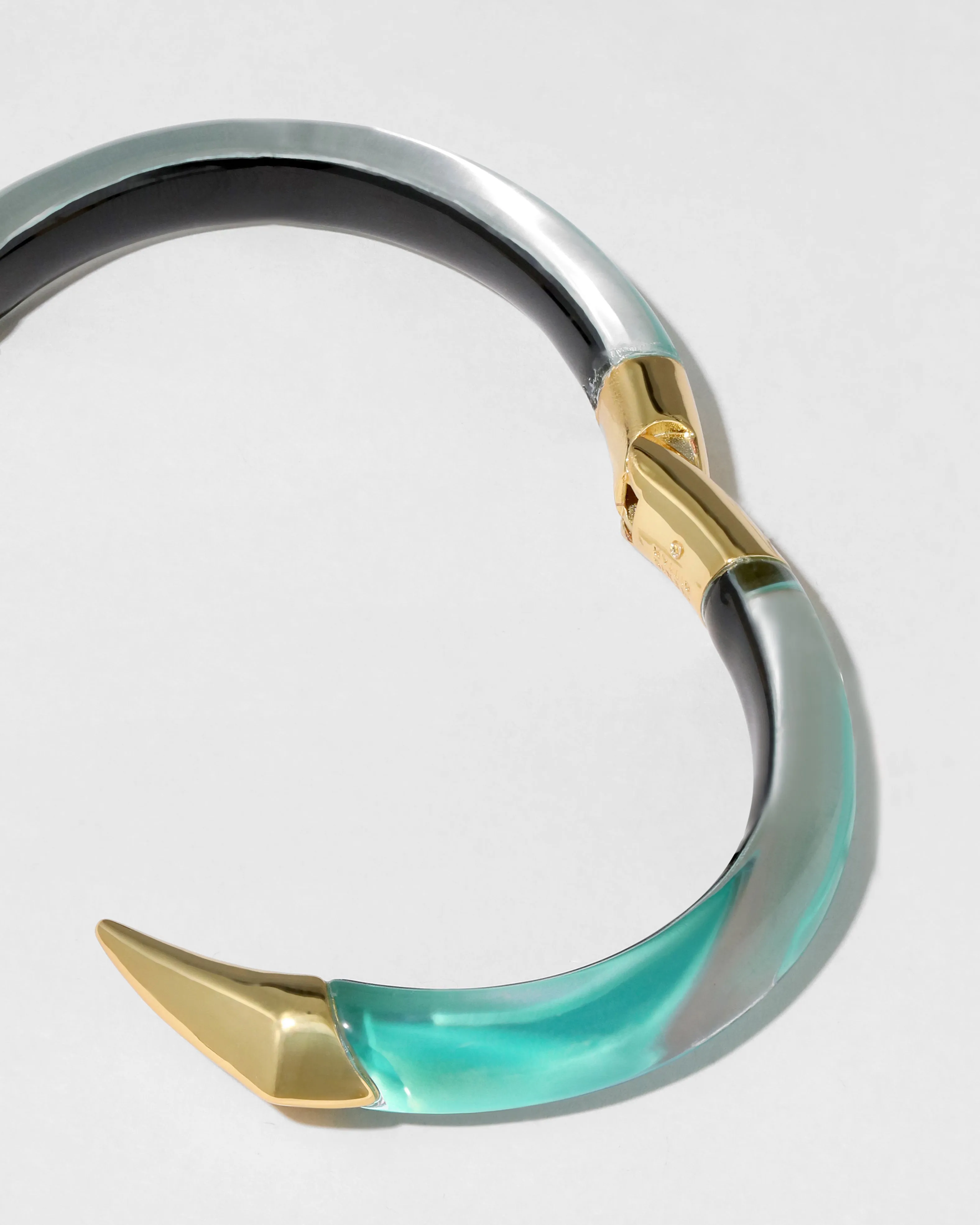 Mirrored Pyramid Lucite Brake Hinge Bracelet- Mediterranean Opal sold by Alexis Bittar product image thumbnail 5