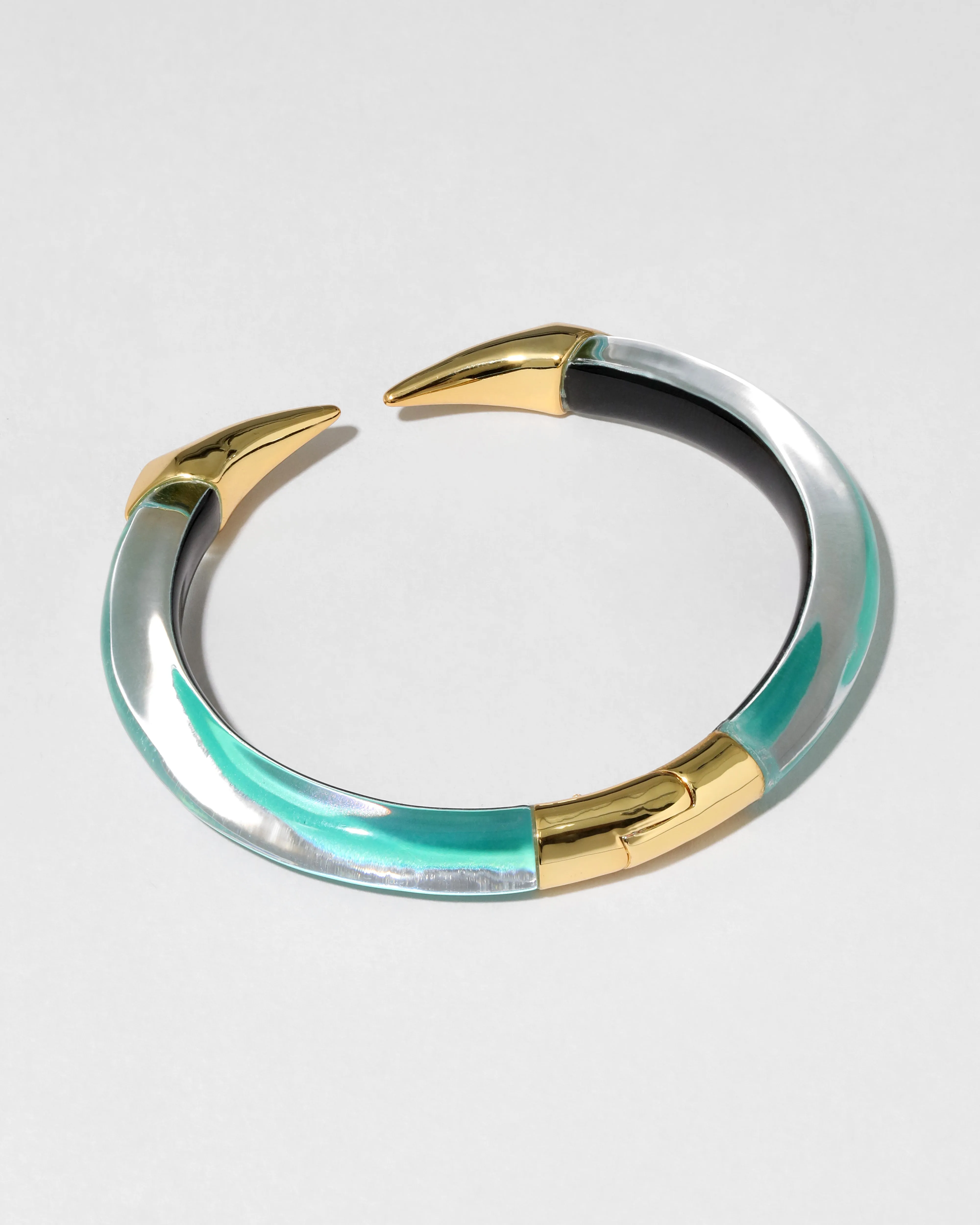 Mirrored Pyramid Lucite Brake Hinge Bracelet- Mediterranean Opal sold by Alexis Bittar product image thumbnail 4