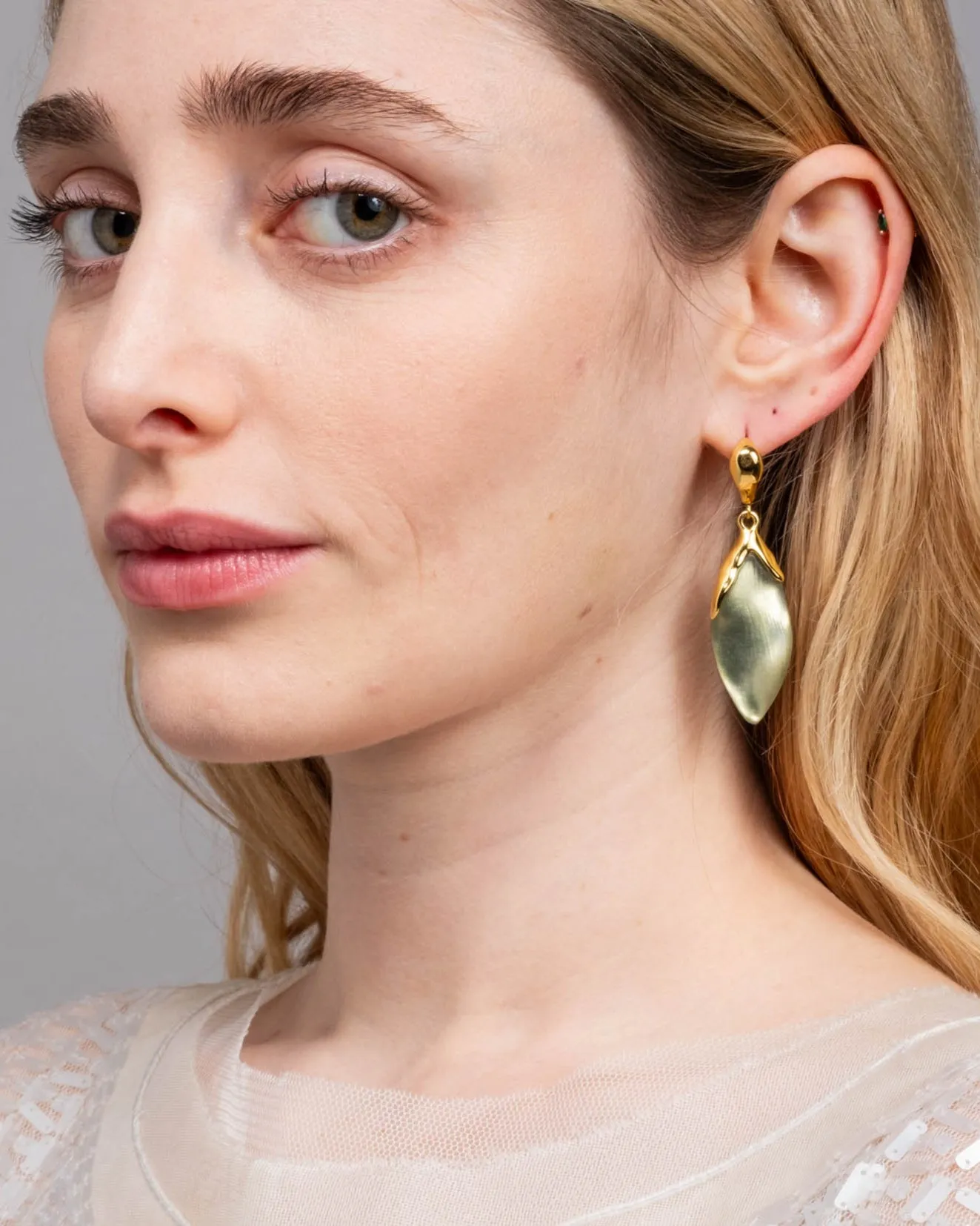 Luminous Lucite Petal Leverback Earring- Sage sold by Alexis Bittar product image thumbnail 2