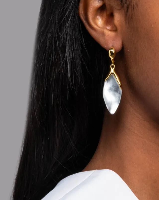 Luminous Lucite Petal Leverback Earring- Silver sold by Alexis Bittar