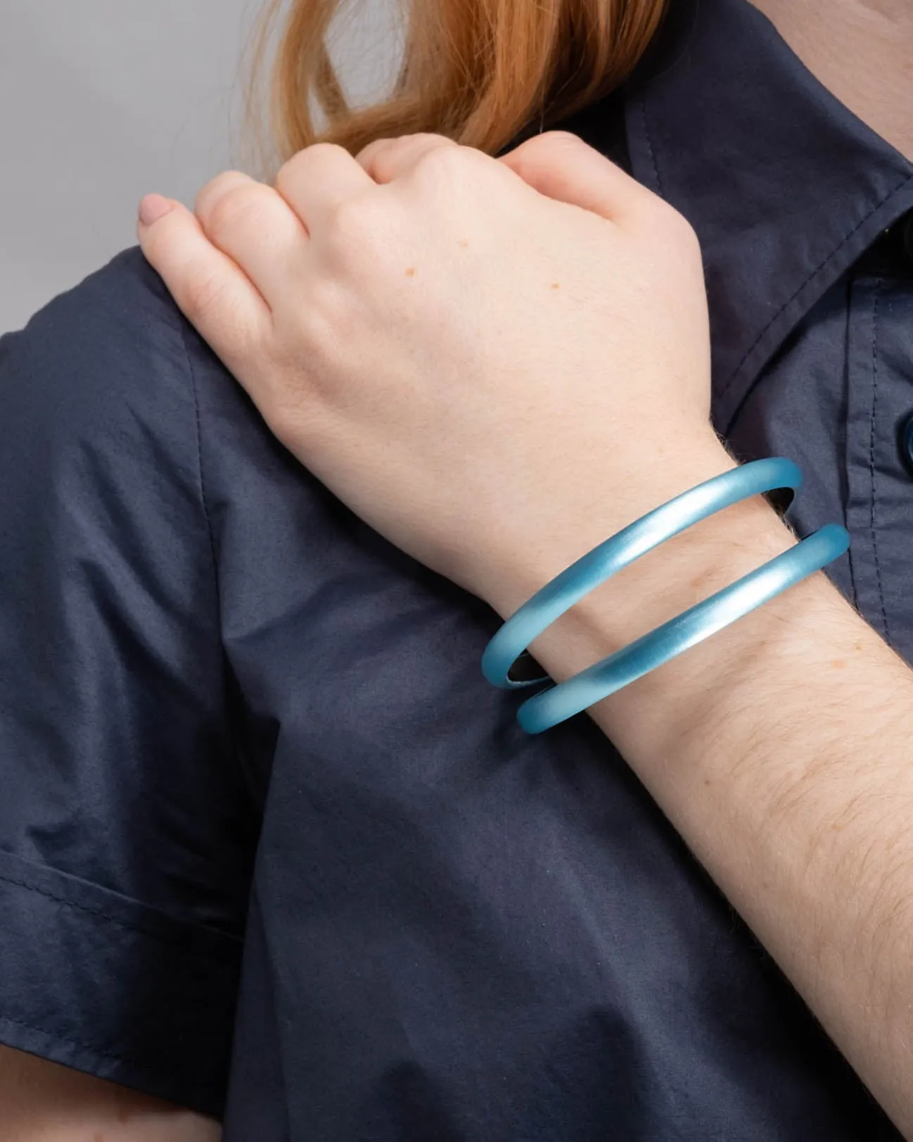 Luminous Lucite Super Skinny Bangle Bracelet- Icy Blue sold by Alexis Bittar product image thumbnail 2