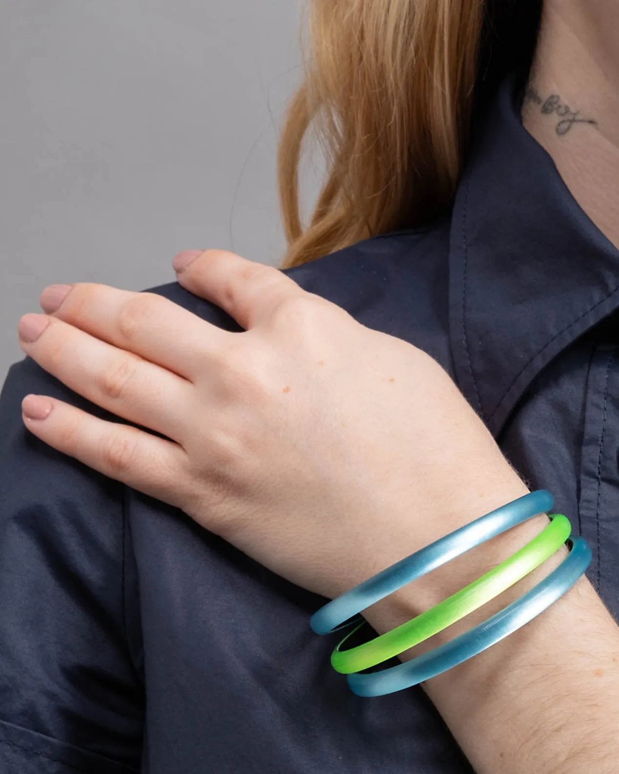 Luminous Lucite Super Skinny Bangle Bracelet- Icy Blue sold by Alexis Bittar product image thumbnail 3