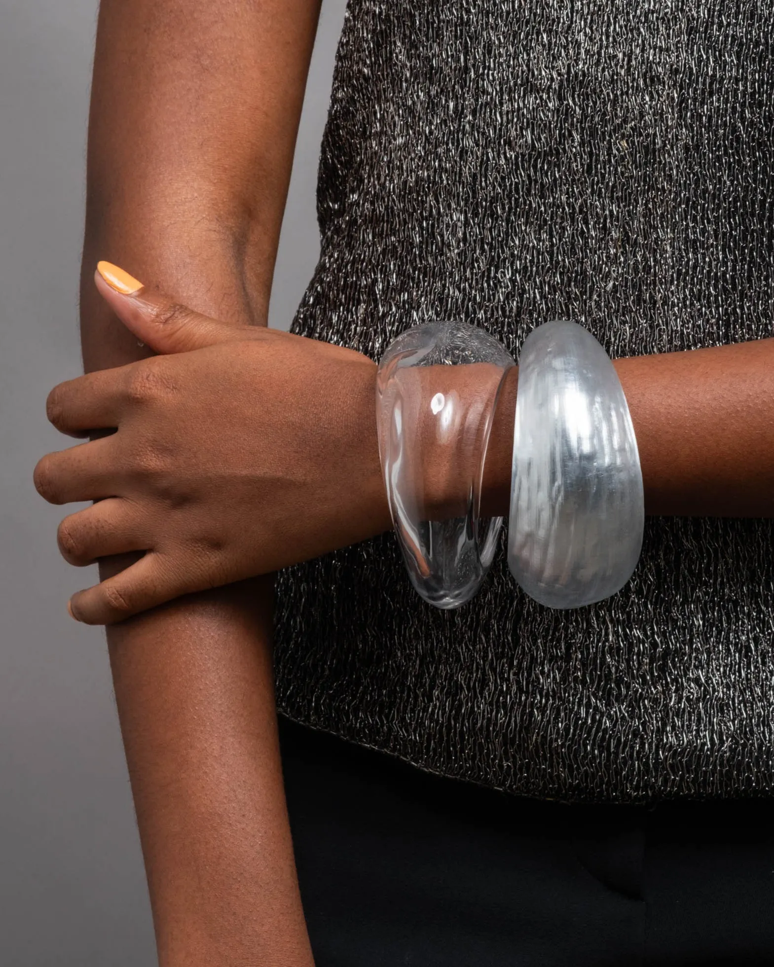 Puffy Lucite Tapered Bangle Bracelet- Clear sold by Alexis Bittar product image thumbnail 5