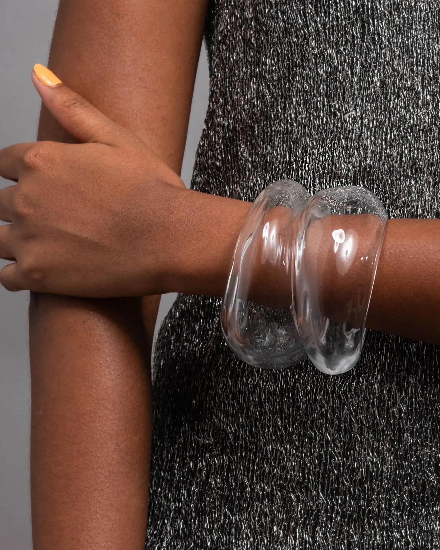 Puffy Lucite Tapered Bangle Bracelet- Clear sold by Alexis Bittar