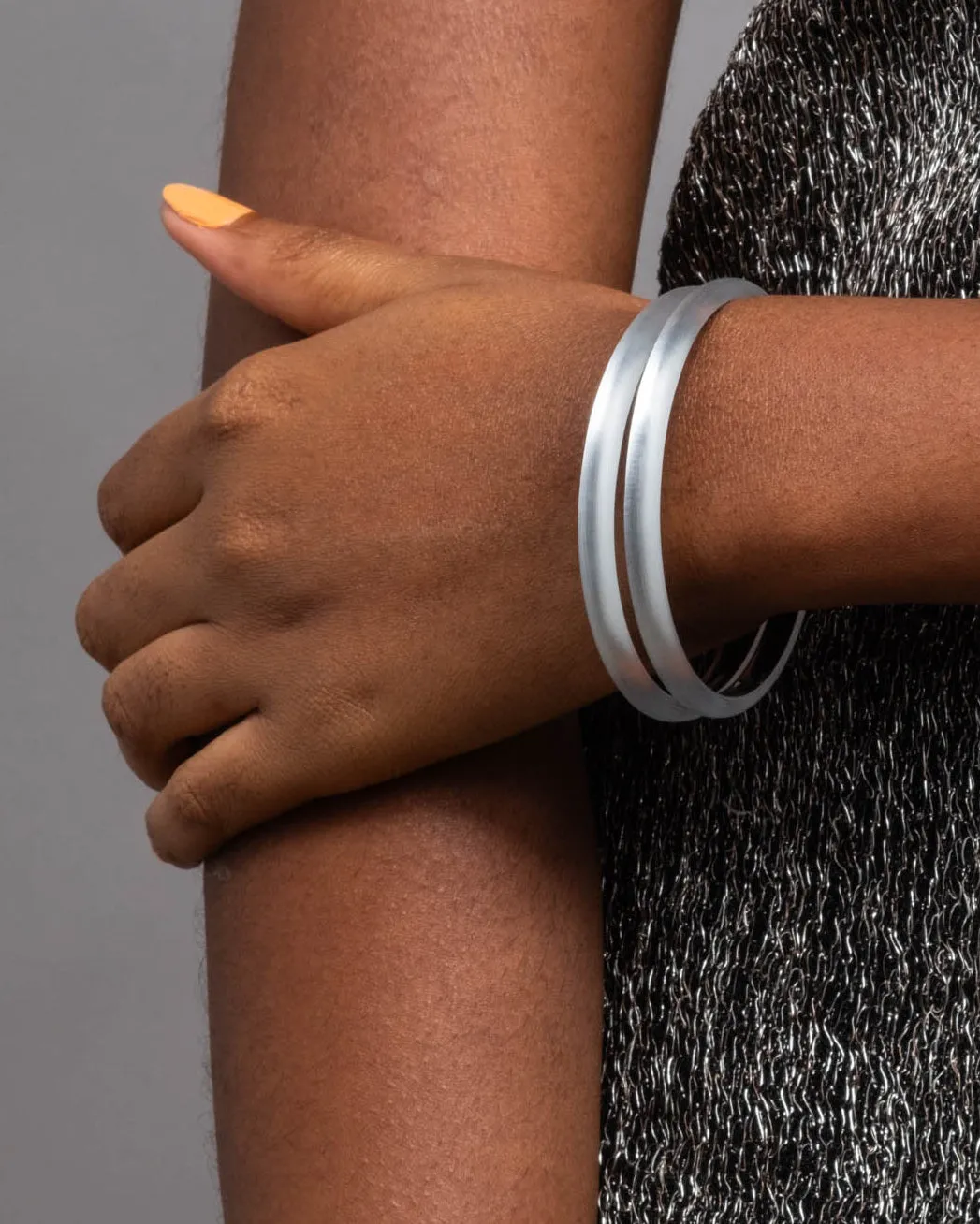 Luminous Lucite Super Skinny Bangle Bracelet- Silver sold by Alexis Bittar product image thumbnail 2