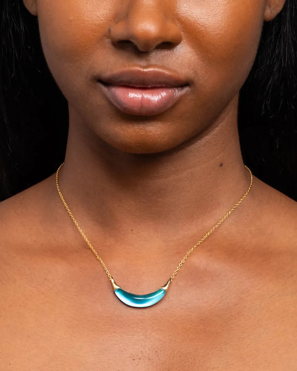 Gold Capped Crescent Lucite Necklace- Mediterranean Opal sold by Alexis Bittar product image thumbnail 2