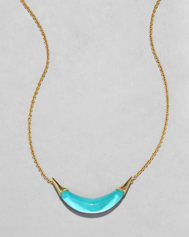Gold Capped Crescent Lucite Necklace- Mediterranean Opal sold by Alexis Bittar