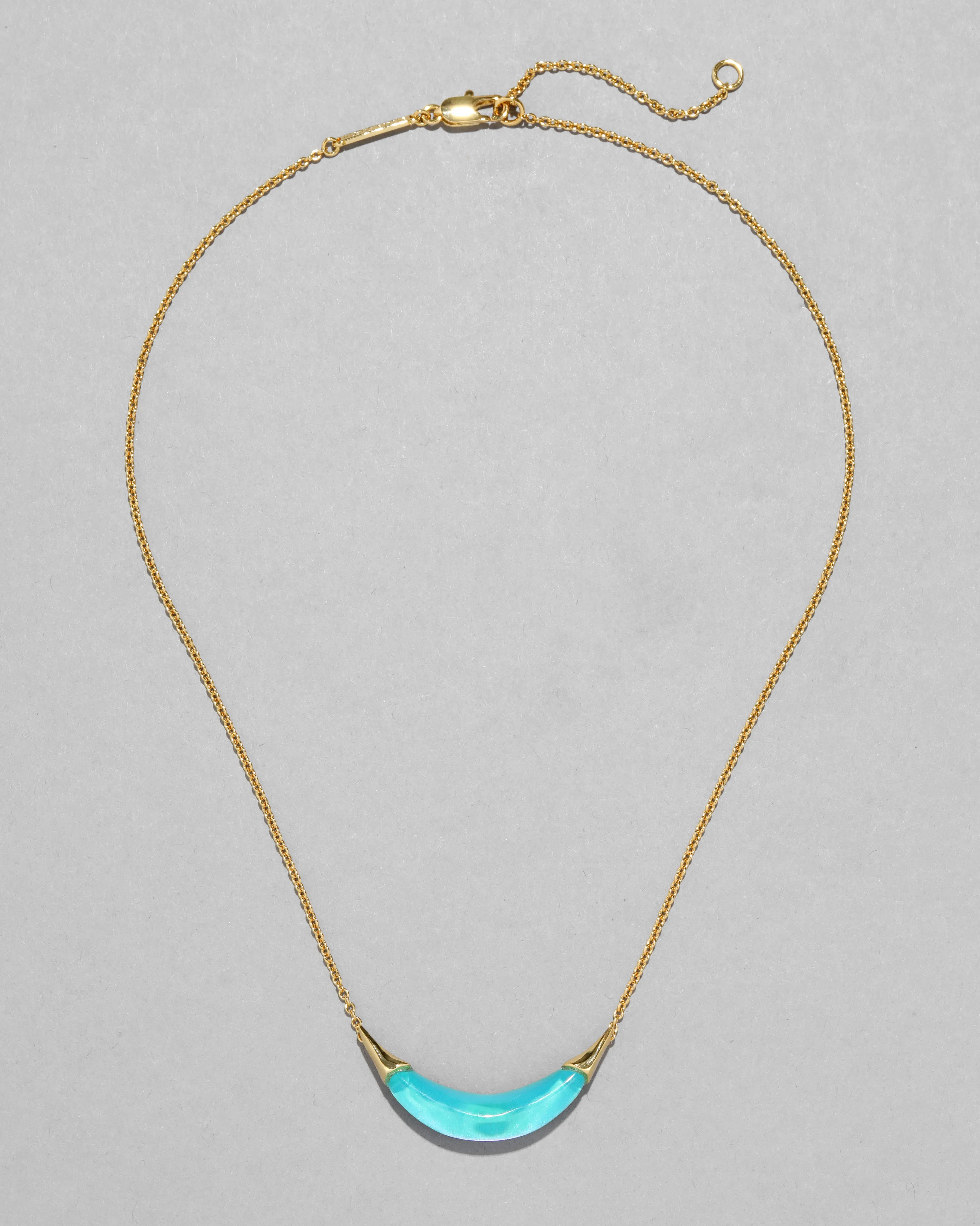 Gold Capped Crescent Lucite Necklace- Mediterranean Opal sold by Alexis Bittar product image thumbnail 3