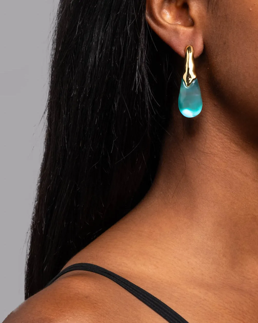 Liquid Lucite Arched Large Post Earring- Mediterranean Opal sold by Alexis Bittar product image thumbnail 2