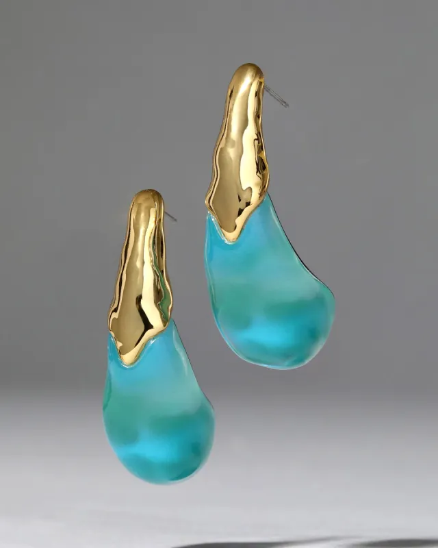 Liquid Lucite Arched Large Post Earring- Mediterranean Opal made by Alexis Bittar