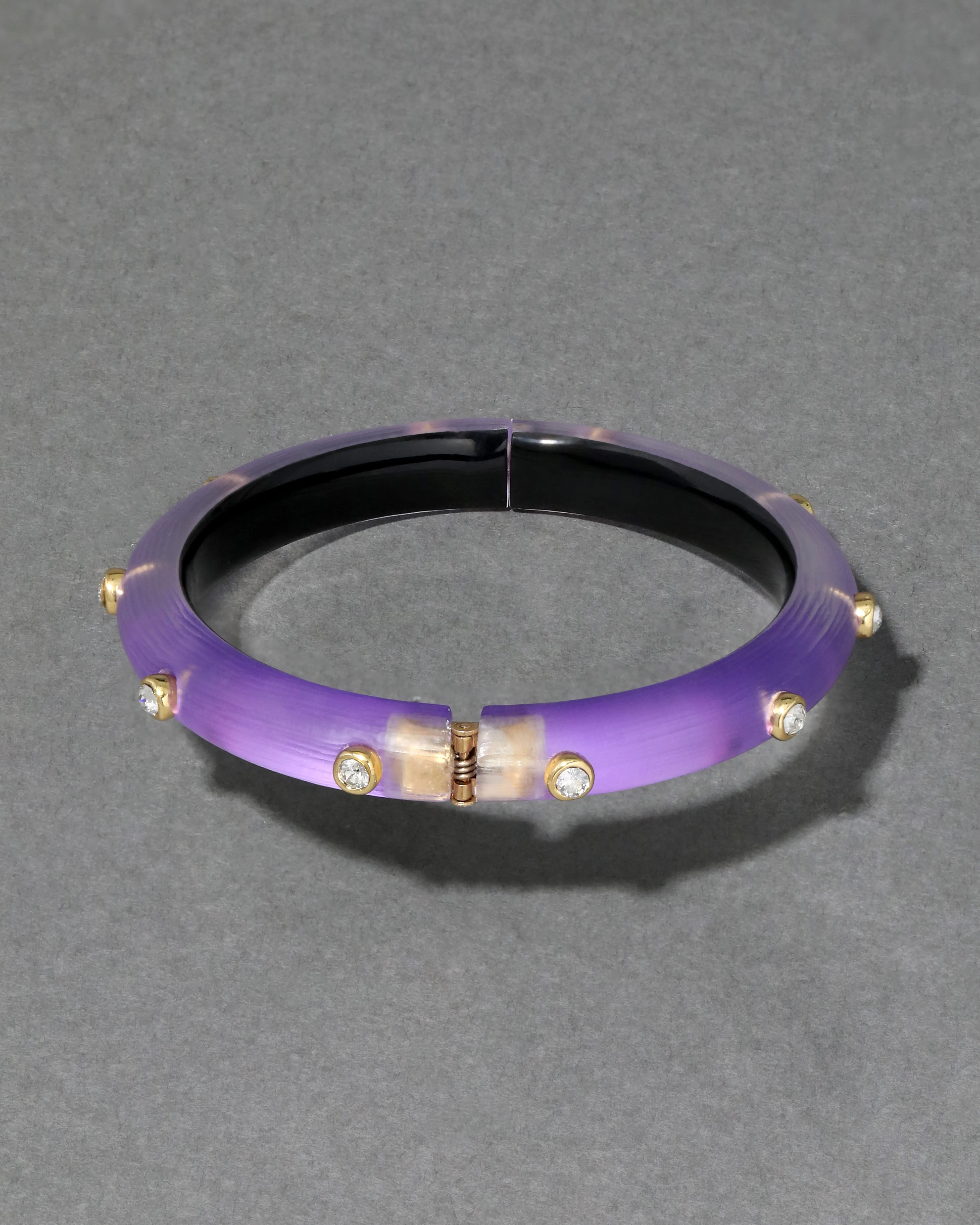 Crystal Studded Lucite Hinge Bracelet- Violet sold by Alexis Bittar product image thumbnail 5