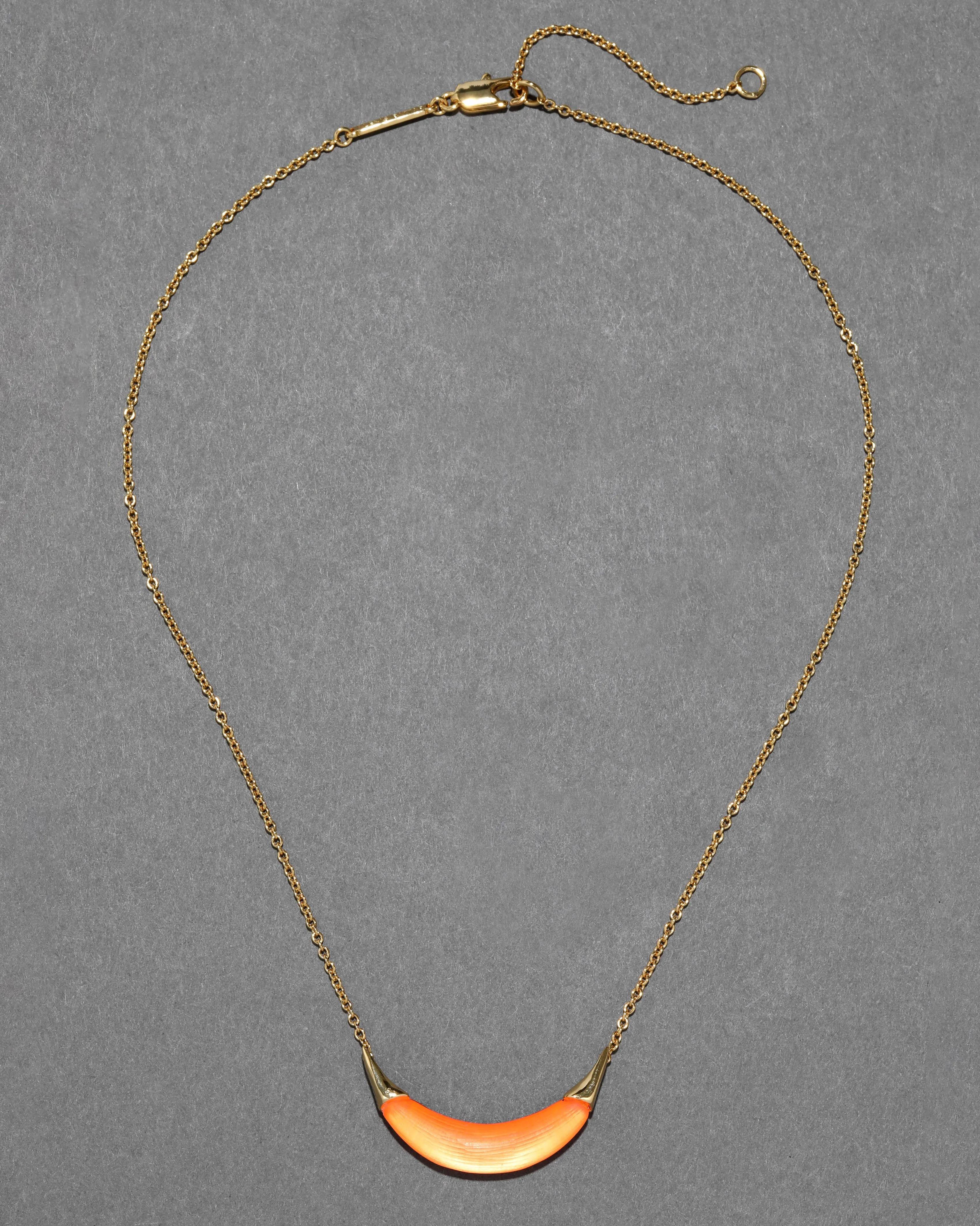 Gold Capped Crescent Lucite Necklace- Neon Orange sold by Alexis Bittar product image thumbnail 3