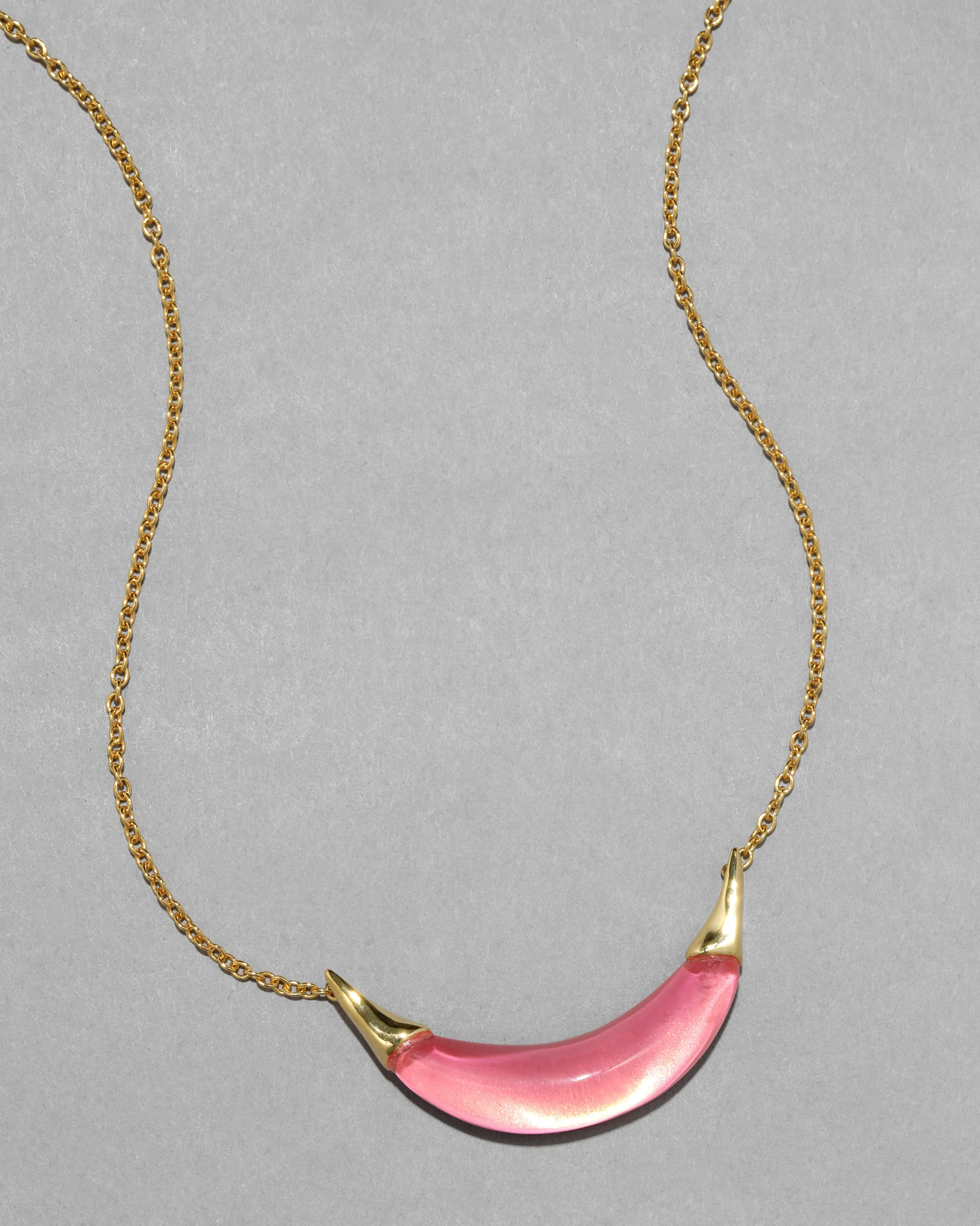 Gold Capped Crescent Lucite Necklace- Sweet Melon sold by Alexis Bittar