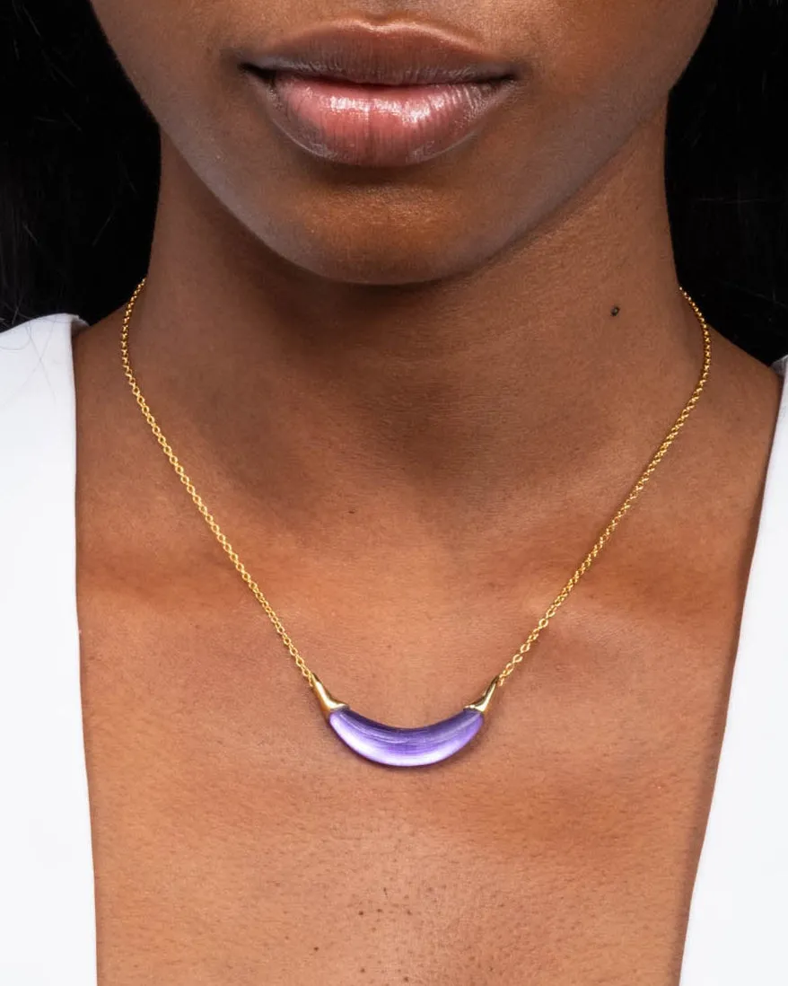 Gold Capped Crescent Lucite Necklace- Violet sold by Alexis Bittar product image thumbnail 2