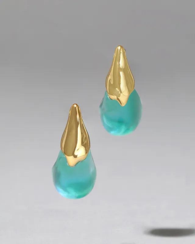 Luminous Lucite Arched Small Post Earring- Mediterranean Opal sold by Alexis Bittar
