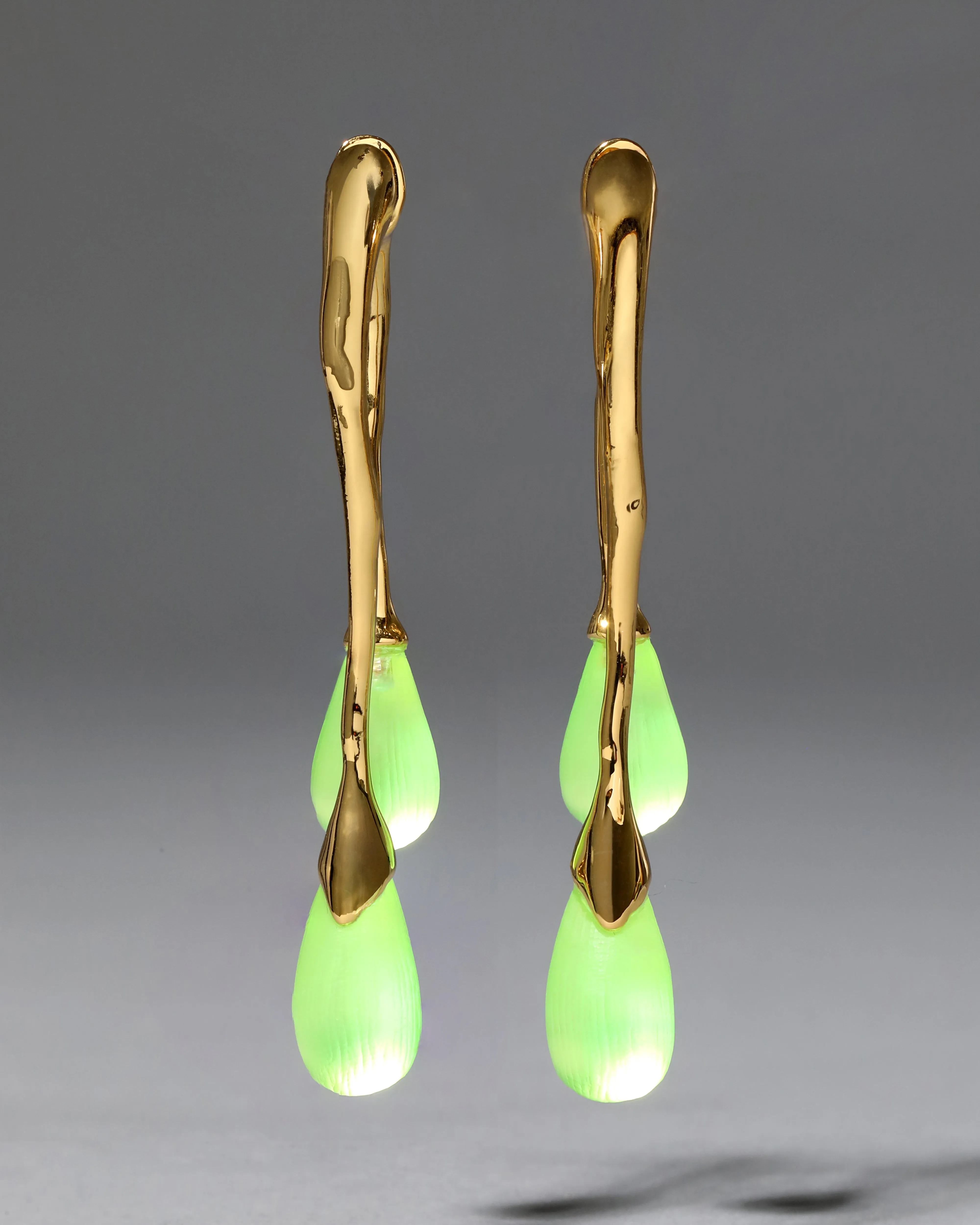 Lucite Gold Front Back Double Drop Earring- Neon Green sold by Alexis Bittar product image thumbnail 3