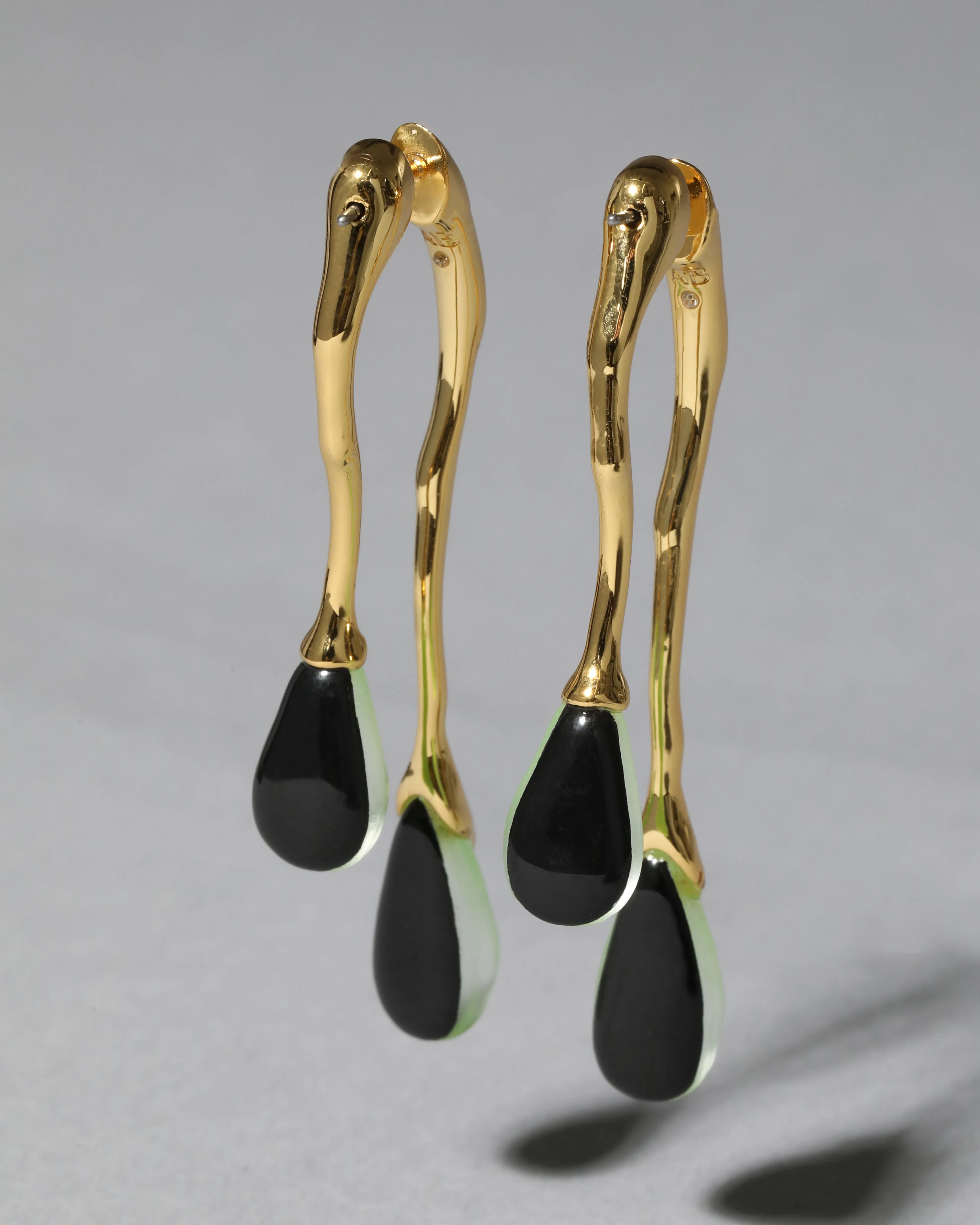 Lucite Gold Front Back Double Drop Earring- Neon Green sold by Alexis Bittar product image thumbnail 5