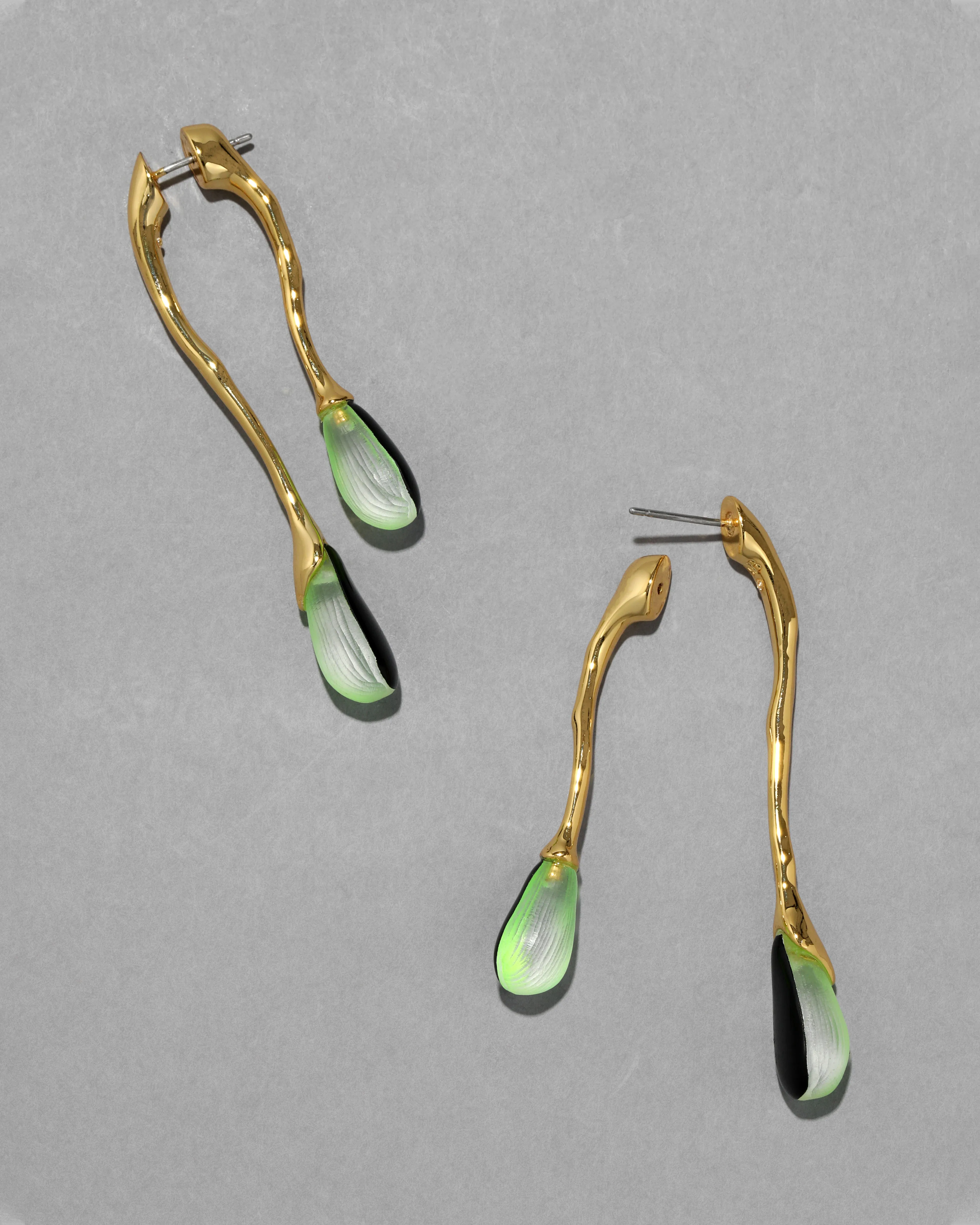 Lucite Gold Front Back Double Drop Earring- Neon Green sold by Alexis Bittar product image thumbnail 4